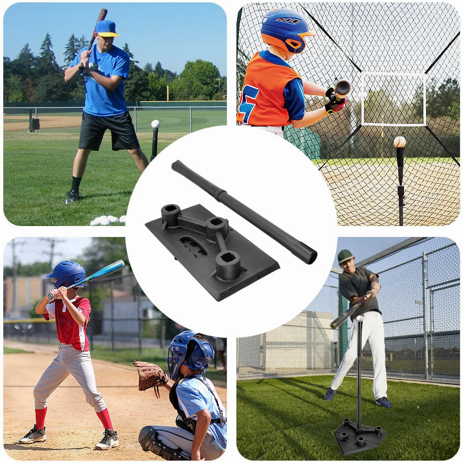 Genérico Bate De Bateo para Sóftbol - tee De Práctica para Béisbol Y Sóftbol - Base Resistente, Top de Goma, Accesorios Teeball, Altura Ajustable 5 Posiciones para Niños y Adolescentes