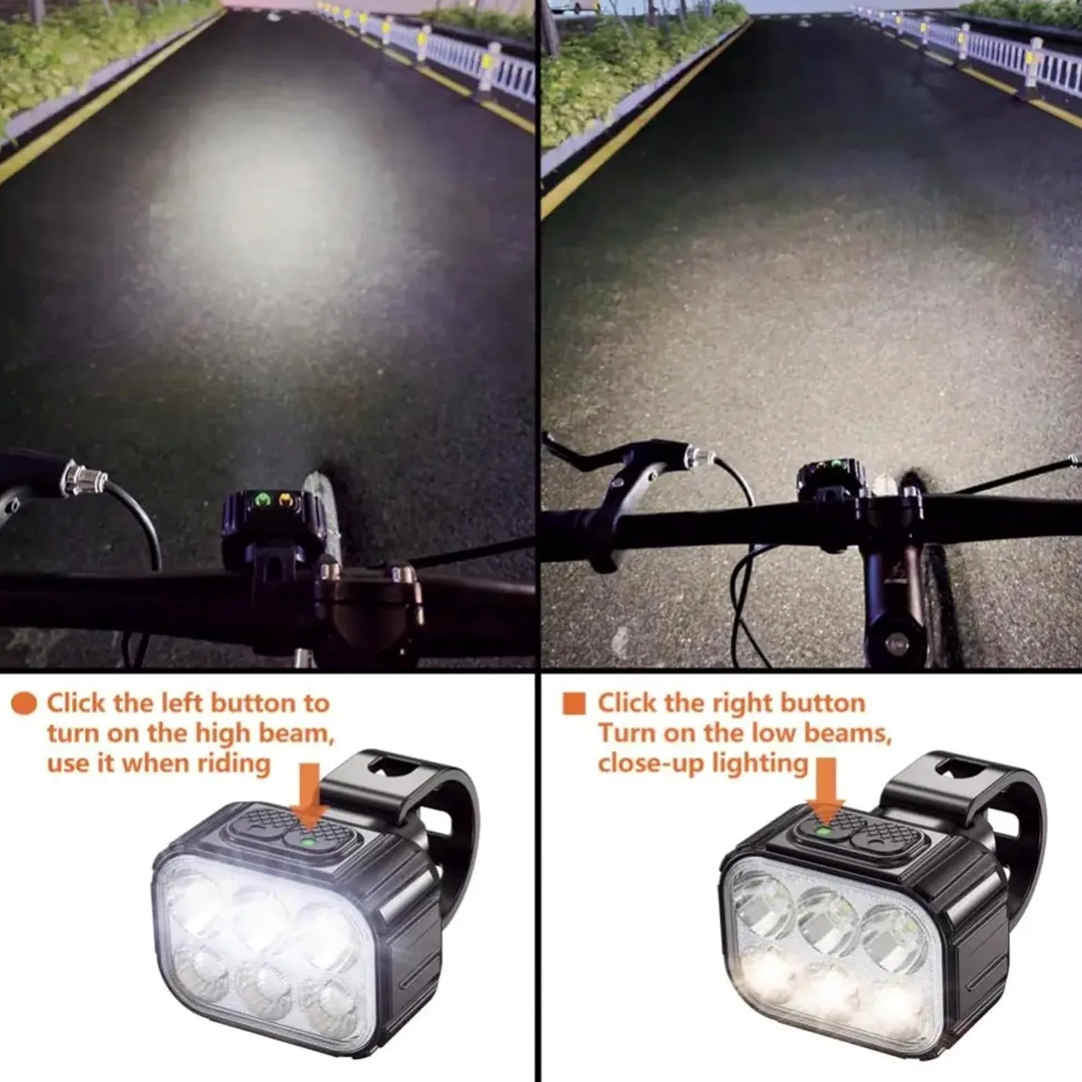 Juego De Luces Para Bicicleta Juego de luces traseras y delanteras for bicicleta, faro trasero for ciclismo con carga USB, 6/24 cuentas, lámpara impermeable de aleación de aluminio for bicicleta Luces