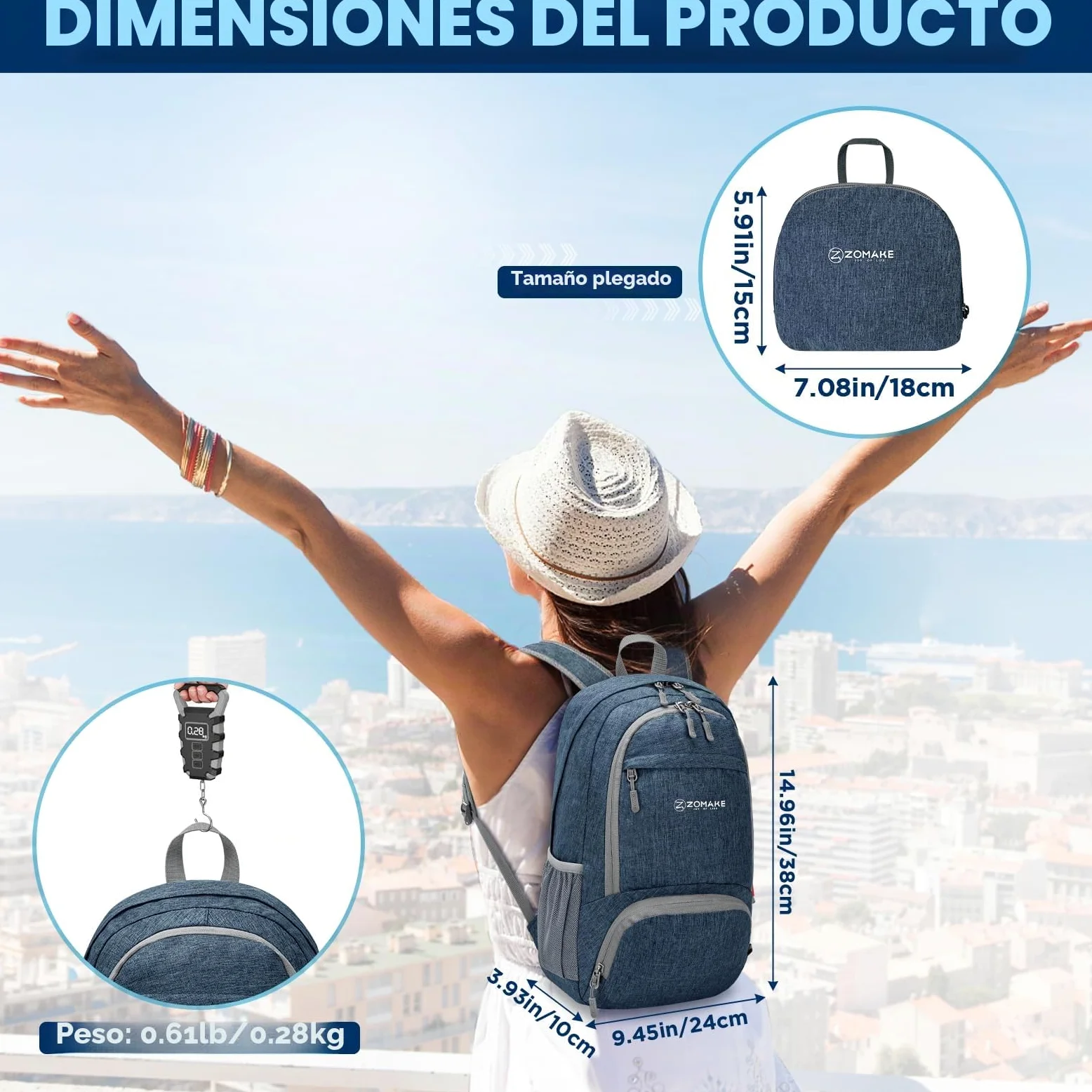 ZOMAKE Ultraligera Pequeña 20L Mochila Plegable para Senderismo Montaña Excursion Mochilas Ligeras Viajar para Hombre Mujer