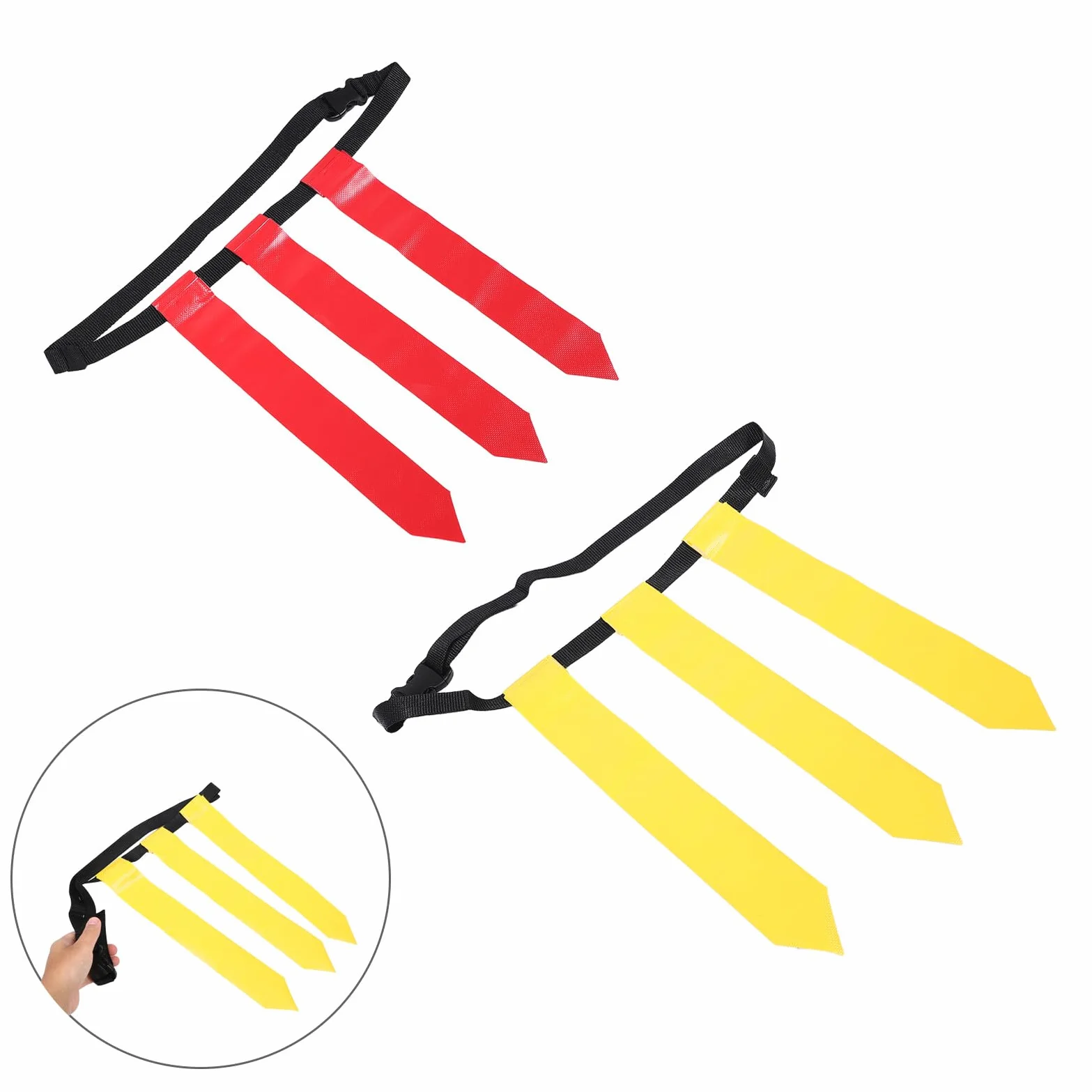 GALPADA 2 Cinturones de Flag Football Ajustables para Adultos y Jóvenes Set con Banderines Amarillos y Rojos de Nailon y PVC Kit Deportivo Portátil con Bolsa de Almacenamiento para