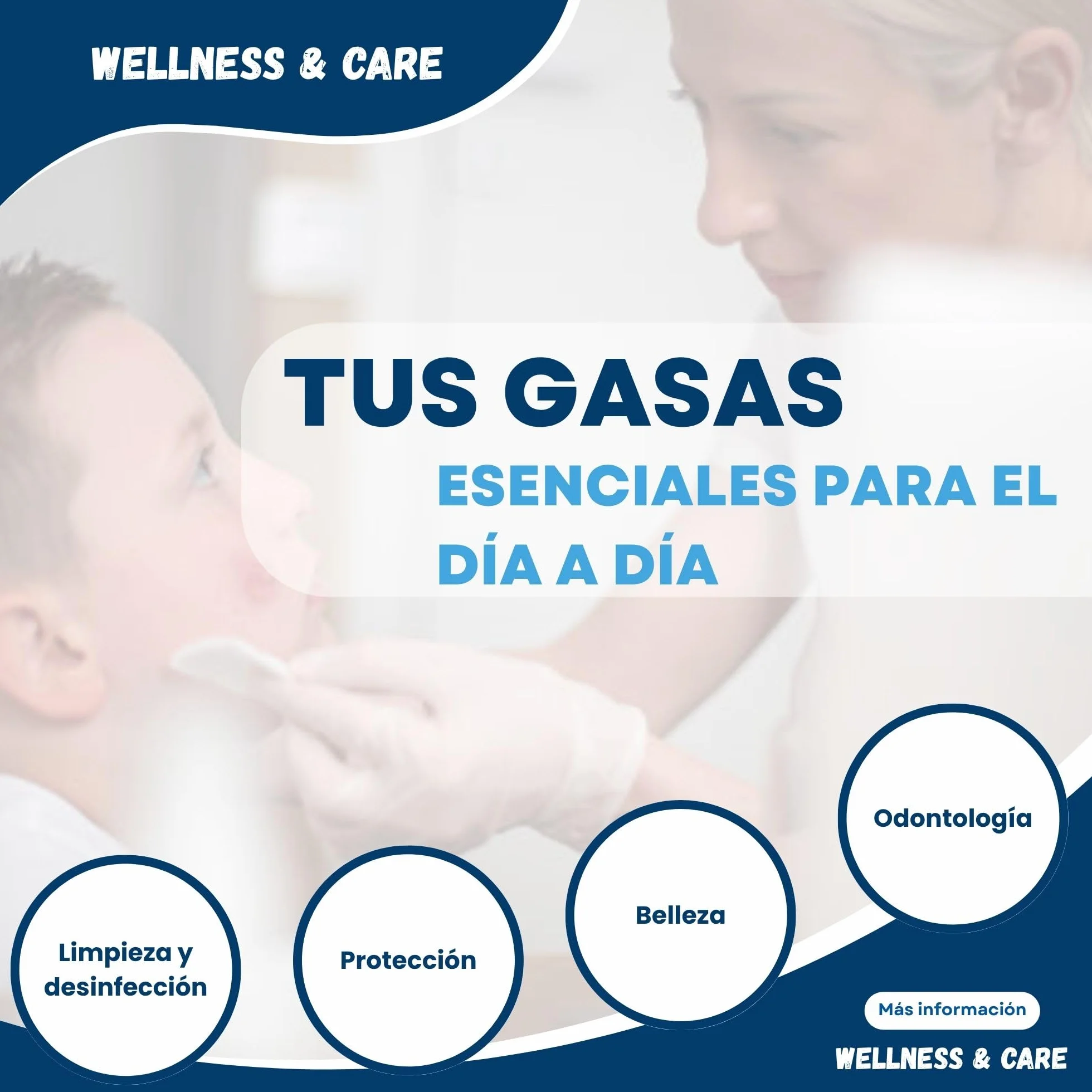Gasas 4 capas no tejidas 200 uds cura heridas desinfección piel