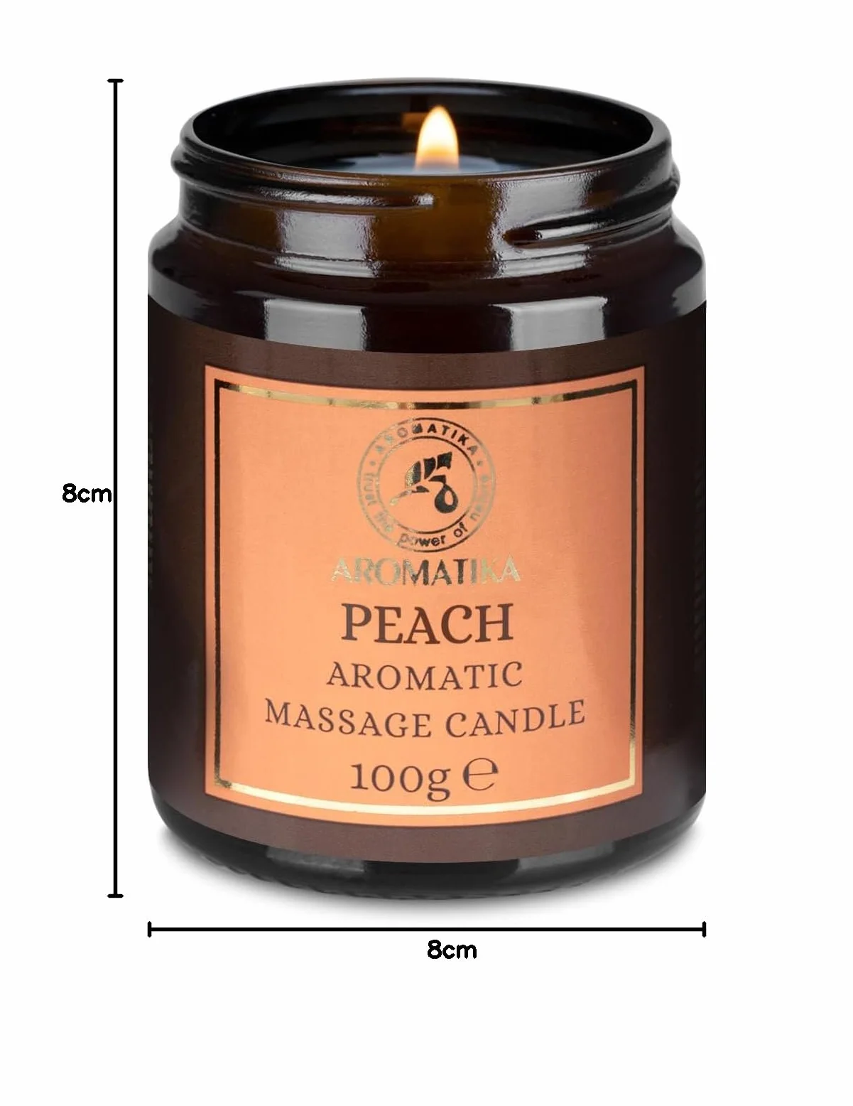 Vela de Masaje Durazno 100 g - Cera de Soja - Aceites de Coco y Almendras - Aromaterapia - Calmante