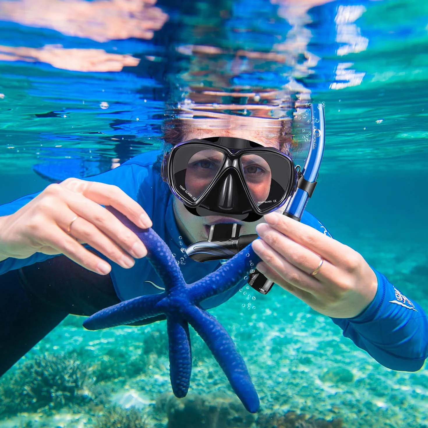 Dorlle Gafas de Buceo Adulto, Mascara Buceo Impermeable está Hecha de Vidrio Endurecido, Antivaho y a Prueba de Fugas, Máscara Snorkel con un Tubo de Respiración Seco 3 Canales para Mujeres Y Hombres