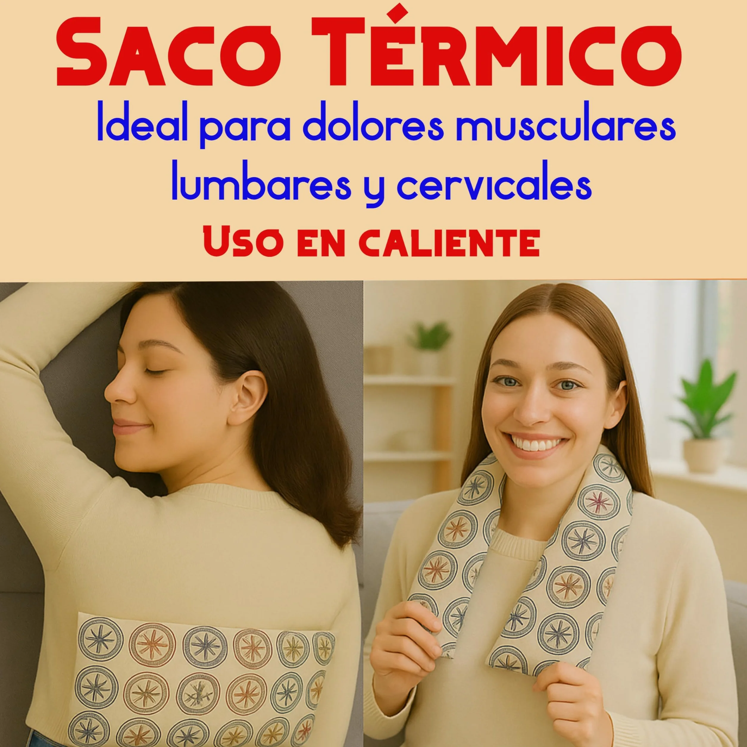 Saco Semillas Microondas 57x14 cm Funda Lavable - Bolsa Térmica Calor y Frío para Cuello Espalda
