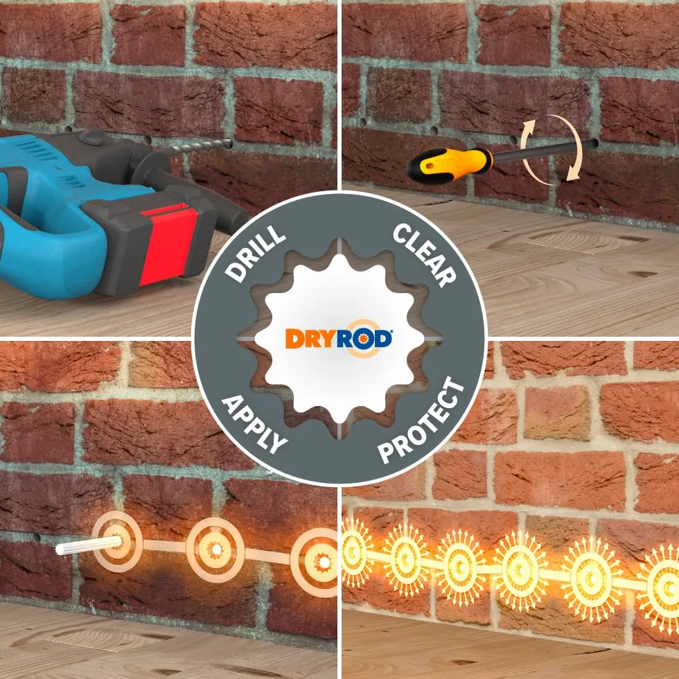 Dryrod Barritas Hidrófugas Antihumedad – Tratamiento Contra la Humedad por Capilaridad en Pared – Caja de 10
