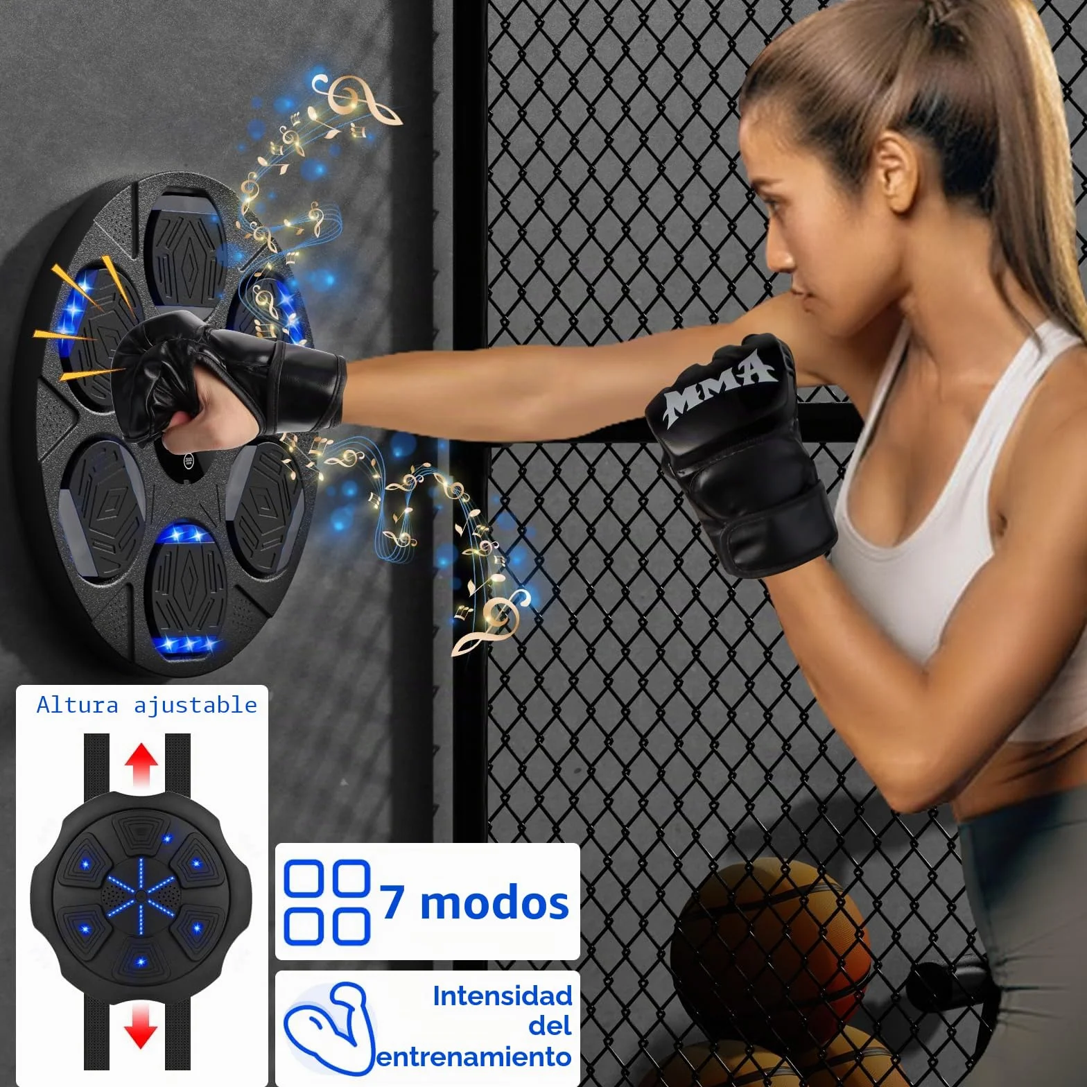 Maquina De Boxeo Musical, Music Boxing Machine Adultos con Guantes De Boxeo, MáQuina De Boxeo Musical con Bluetooth, Boxeo Pared con Luz, Music Boxing, Regalo De Boxeo para NiñOs Y Adultos