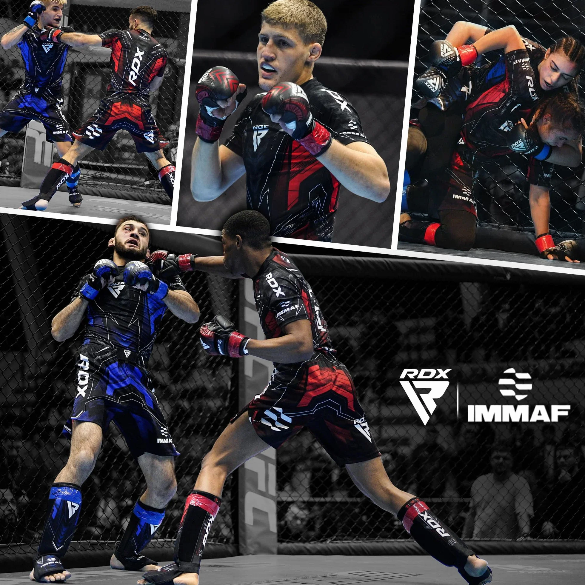 RDX Guantes de combate aprobados por IMMAF, diseño híbrido de grado profesional para nivel de competición y entrenamiento, palma abierta ventilada, correas de muñeca ajustables, artes marciales Muay