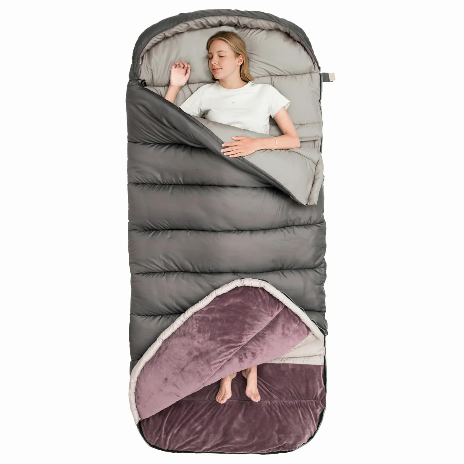 BISINNA Saco de Dormir XL para Adultos, Cuatro Estaciones Sobredimensionado Cálido Cómodo Impermeable Ligero Saco de Dormir, Camping Mochilero Senderismo Interior y Exterior | Saco de dormir XL extra grande y ancho, 3,5 kg, para camping estático y camping