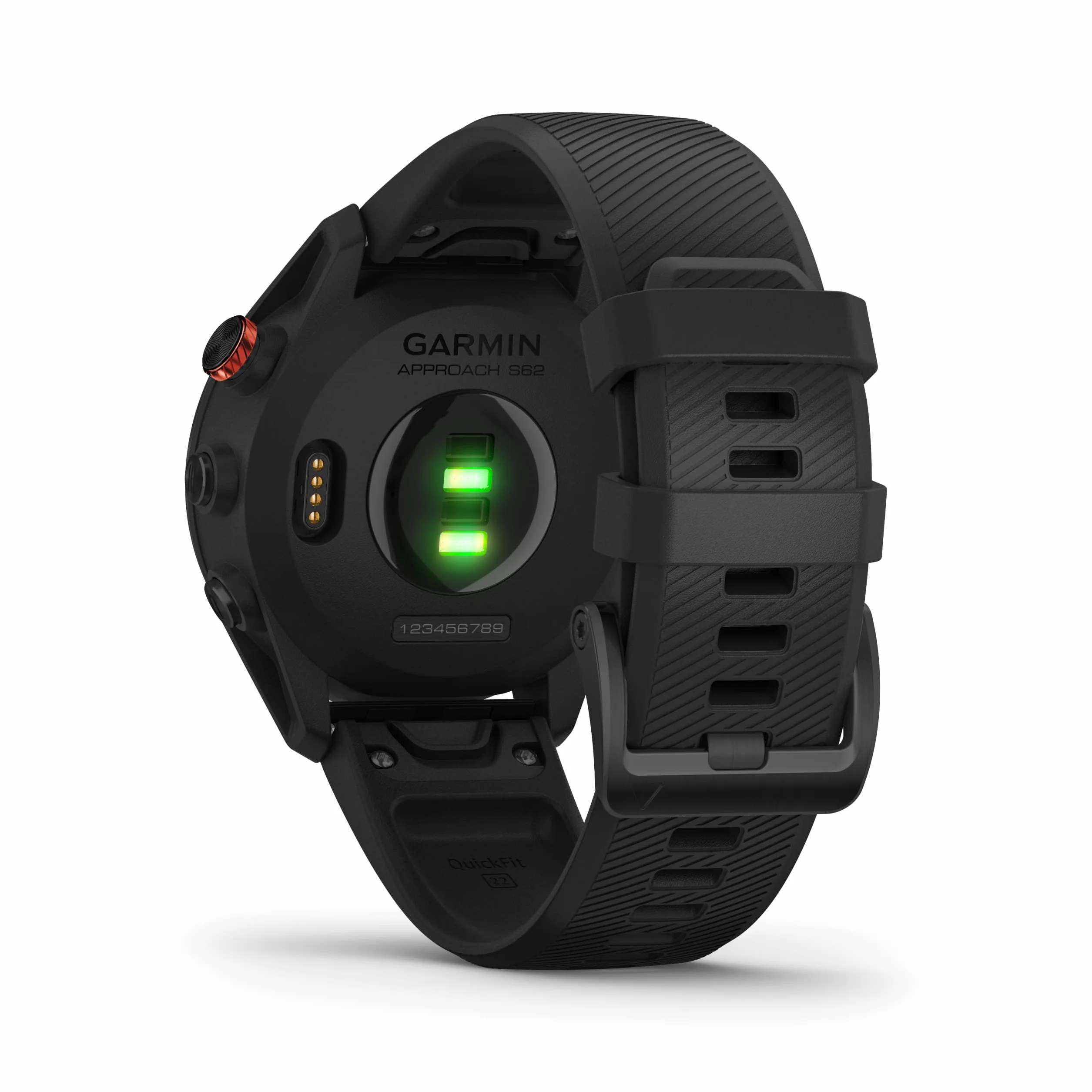 Garmin Reloj de golf Approach S62, reloj inteligente GPS premium, paquete de caja virtual integrado con sistema de seguimiento automático de palos CT10 de enfoque 3X + adaptador de carga USB + soporte