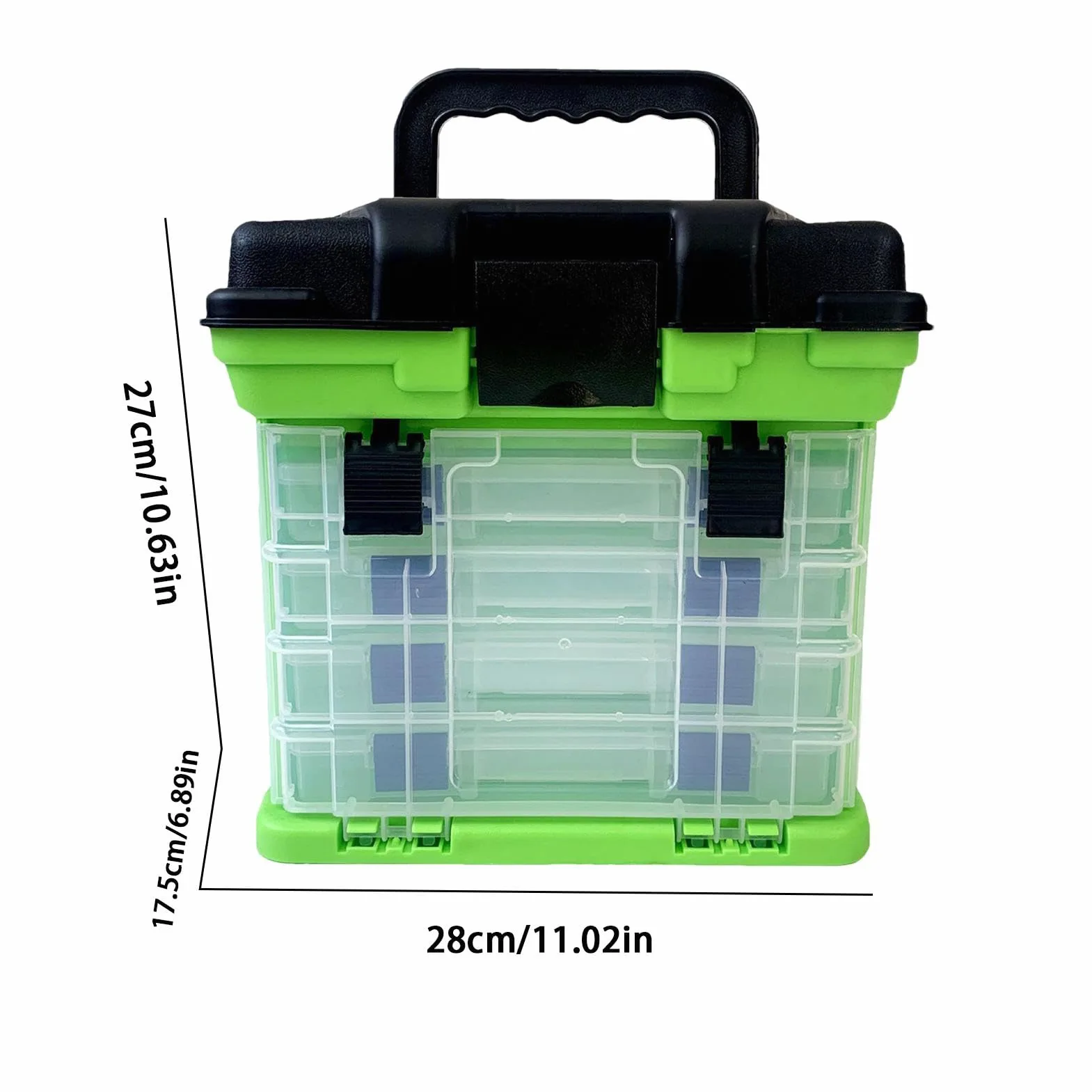 Caja de aparejos de pesca, almacenamiento de señuelos de 4 capas, organizador portátil de cebo y anzuelo, accesorios de pesca versátiles para mar y agua dulce, 28 x 17,50 x 27 cm
