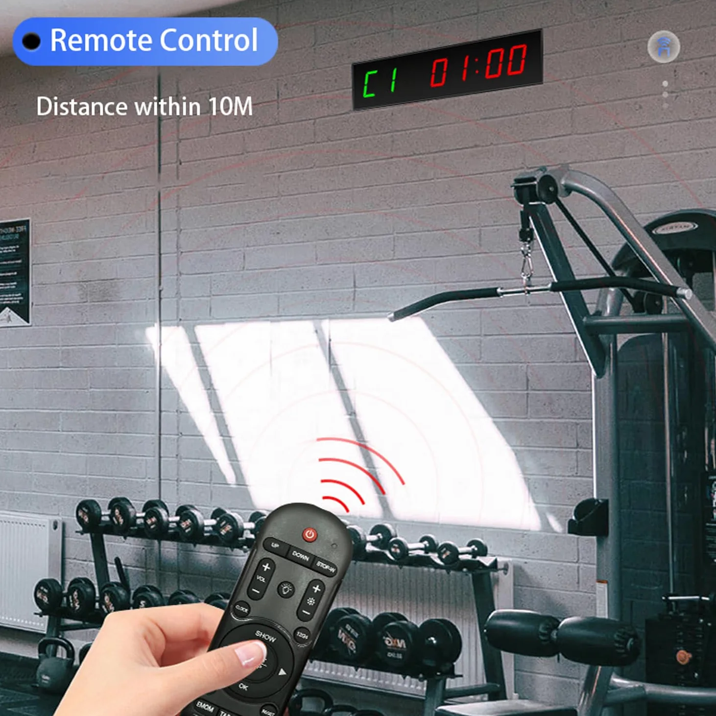 Reloj despertador digital de pared de 12 pulgadas para entrenamiento de intervalos con cronómetro de cuenta regresiva/arriba, temporizador de intervalo de gimnasio, control remoto Tabata EMOM para