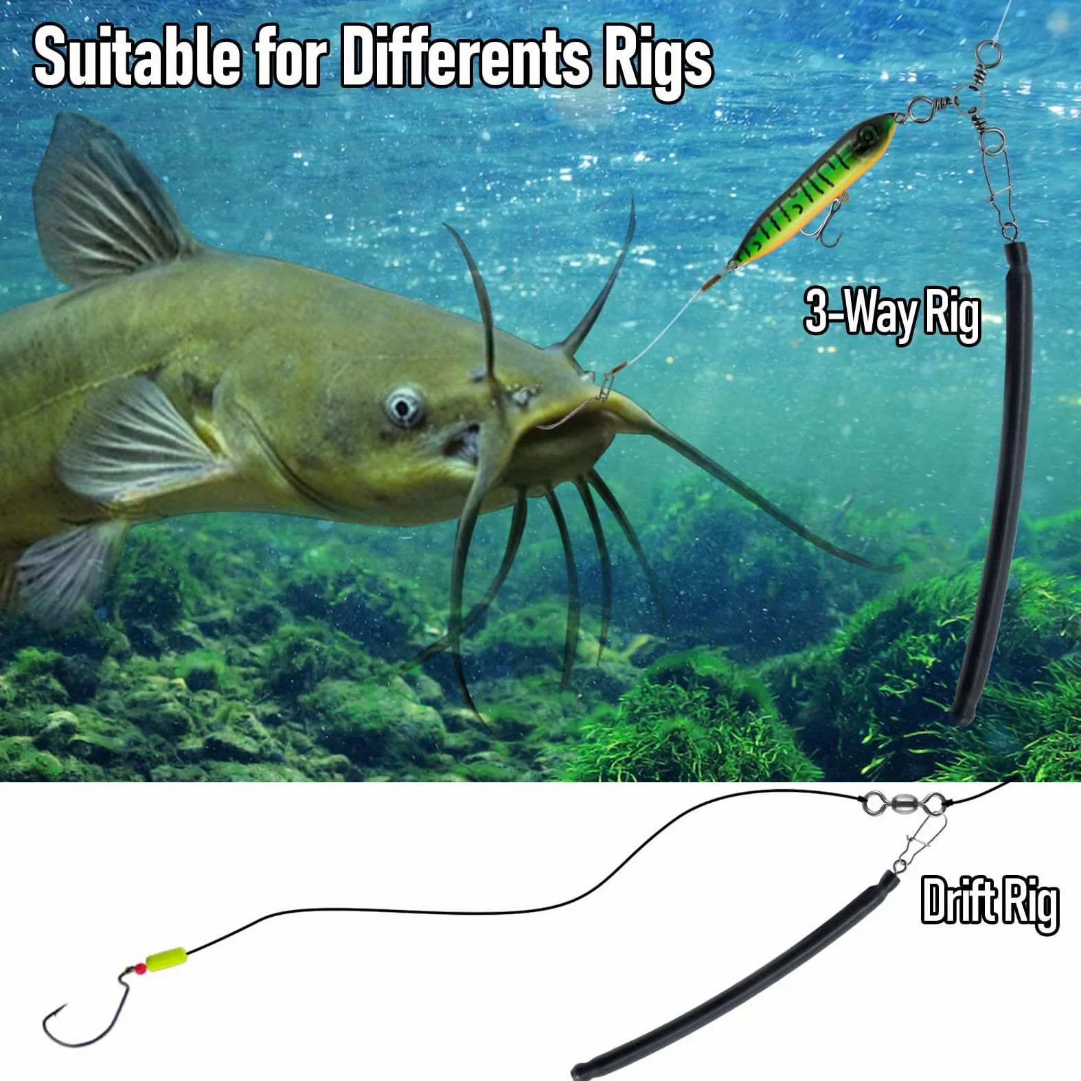 Dr.Fish Paquete de 6 pesos de arrastre para pesca de gato, peso a la deriva, plomos de pesca de agua dulce, búsqueda inferior, palo deslizante, equipo de aparejos de bagre, 6 onzas