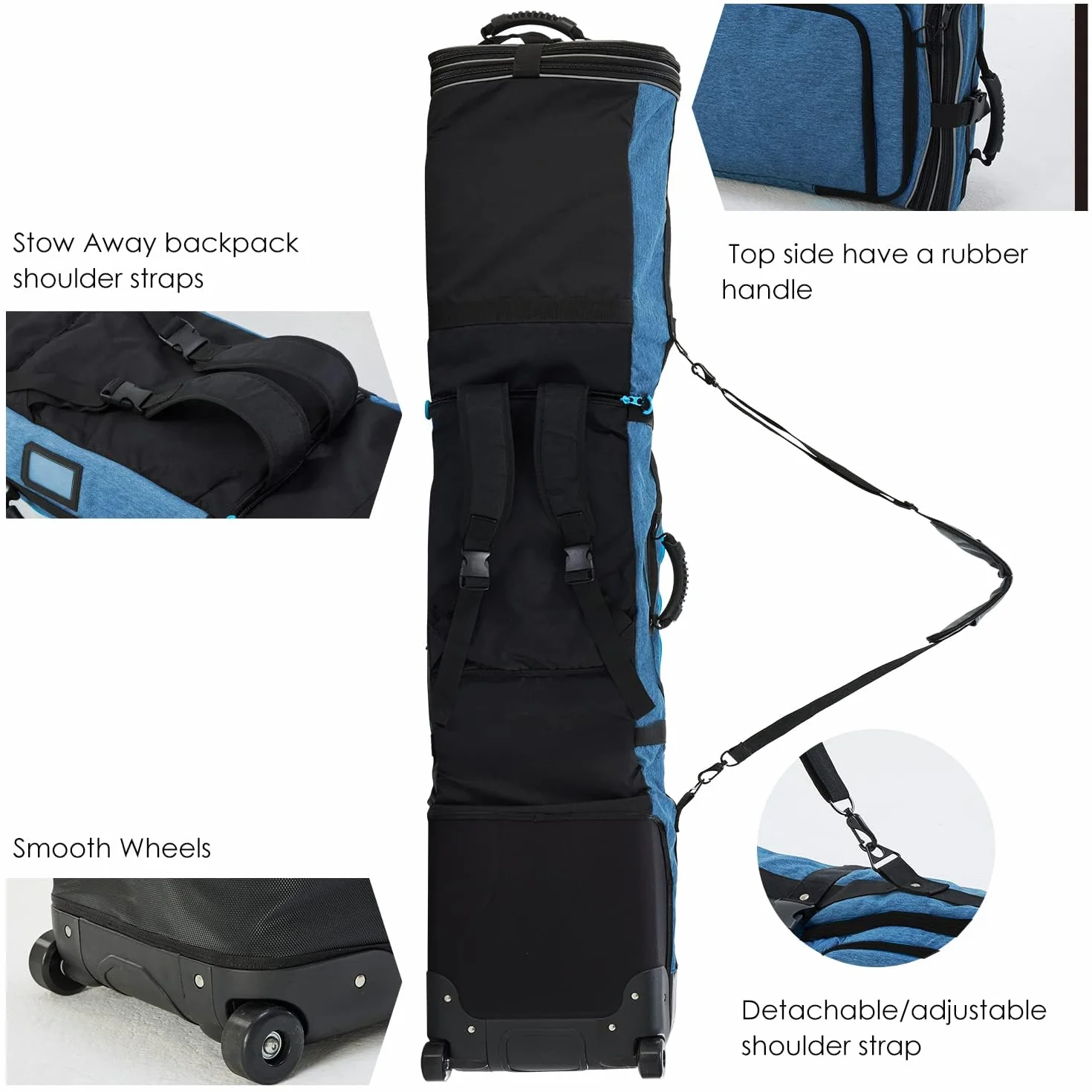 XCMAN Bolsa de Snowboard Ajustable 63-75 Pulgadas Acolchada para Viajes Aéreos