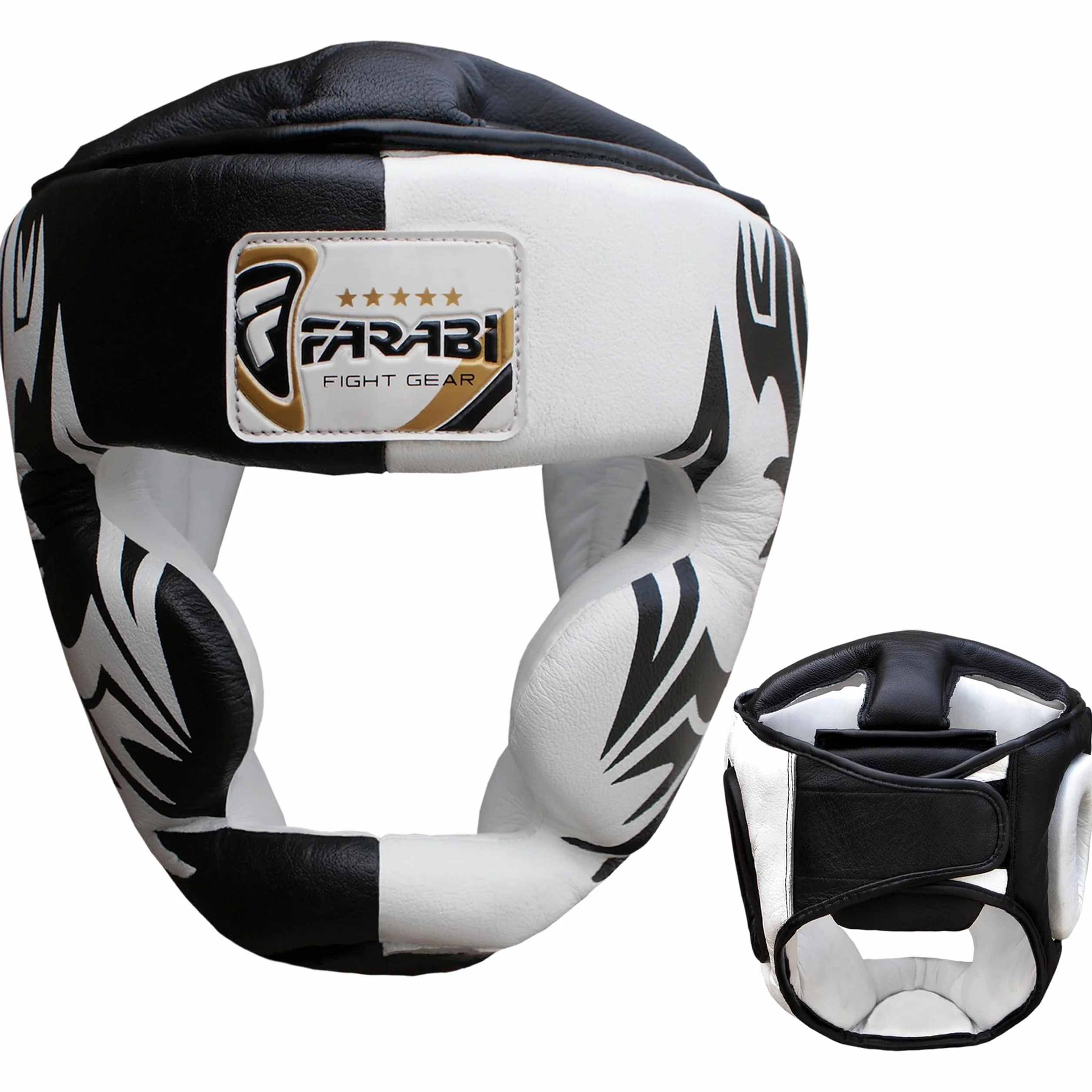 Farabi Sports Boxeo Guardia Protector de Cabeza del Casco de Entrenamiento MMA Pro para Toda la Cara, Protección Cheek Sombreros y tocados de Cuero Real