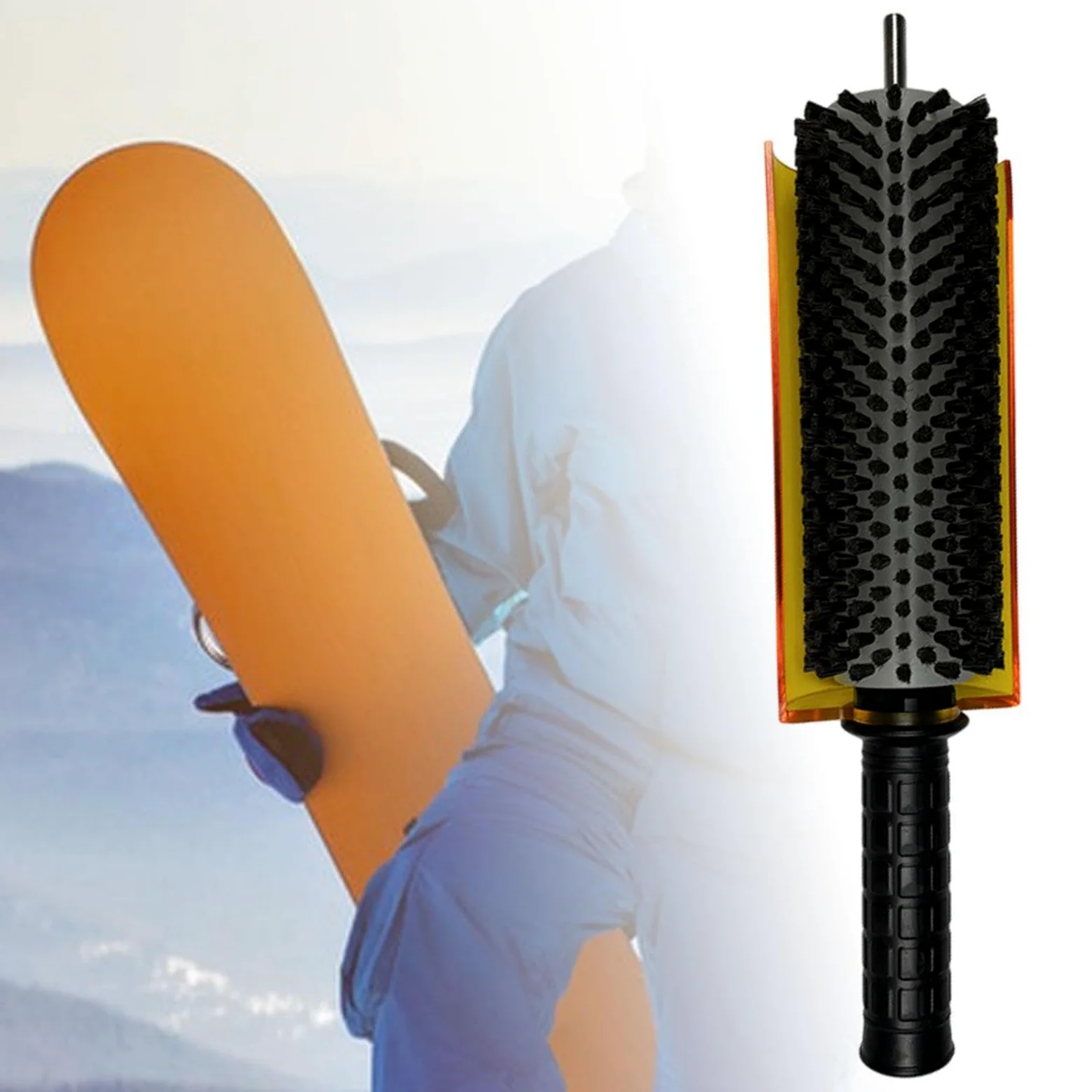 Perfeclan Cepillo de esquí con Mango de Eje y Kit de Cubierta Cepillo de Cera para esquís Cepillo Giratorio Cepillo de Cera para Snowboard Ligero y portátil