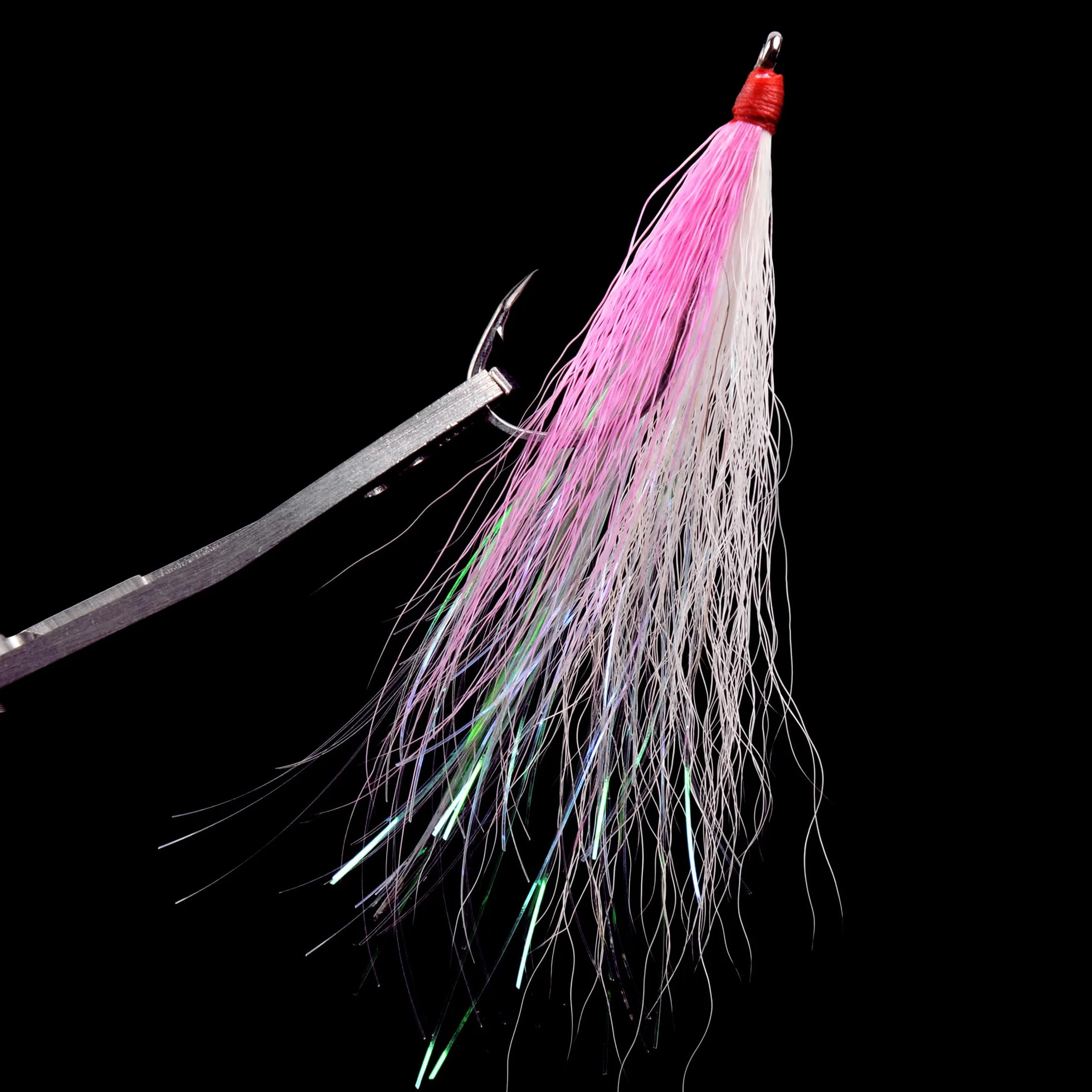 10 piezas Bucktail Teaser con ganchos de pesca, 5 colores, señuelos de pesca de cola de hebilla crastal Mylar Flash Faldas para trucha salmón mezcla de colores