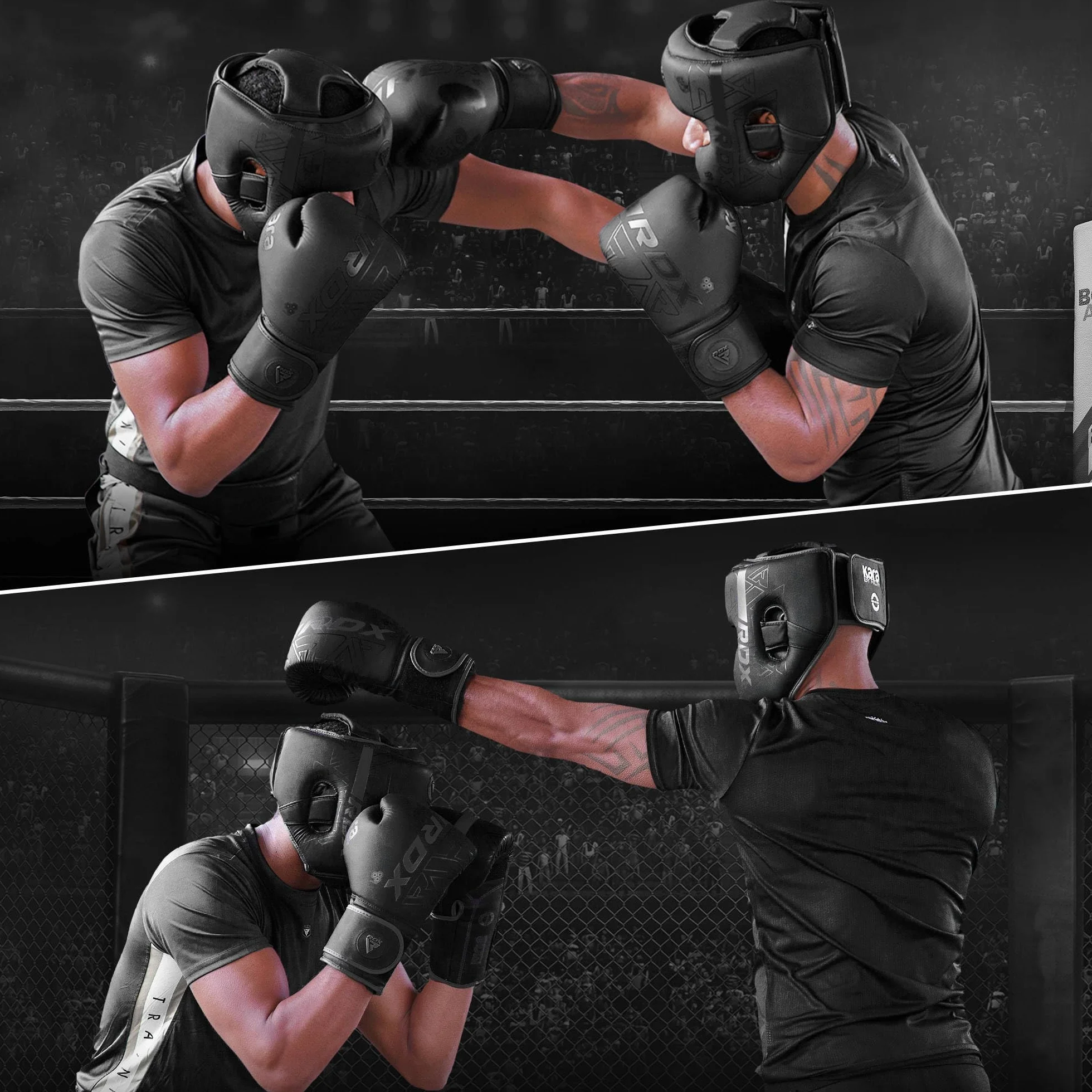 RDX Cascos Boxeo Helmet MMA Maya Hide Cuero Kara Head Guard para Entrenamiento Muay Thai