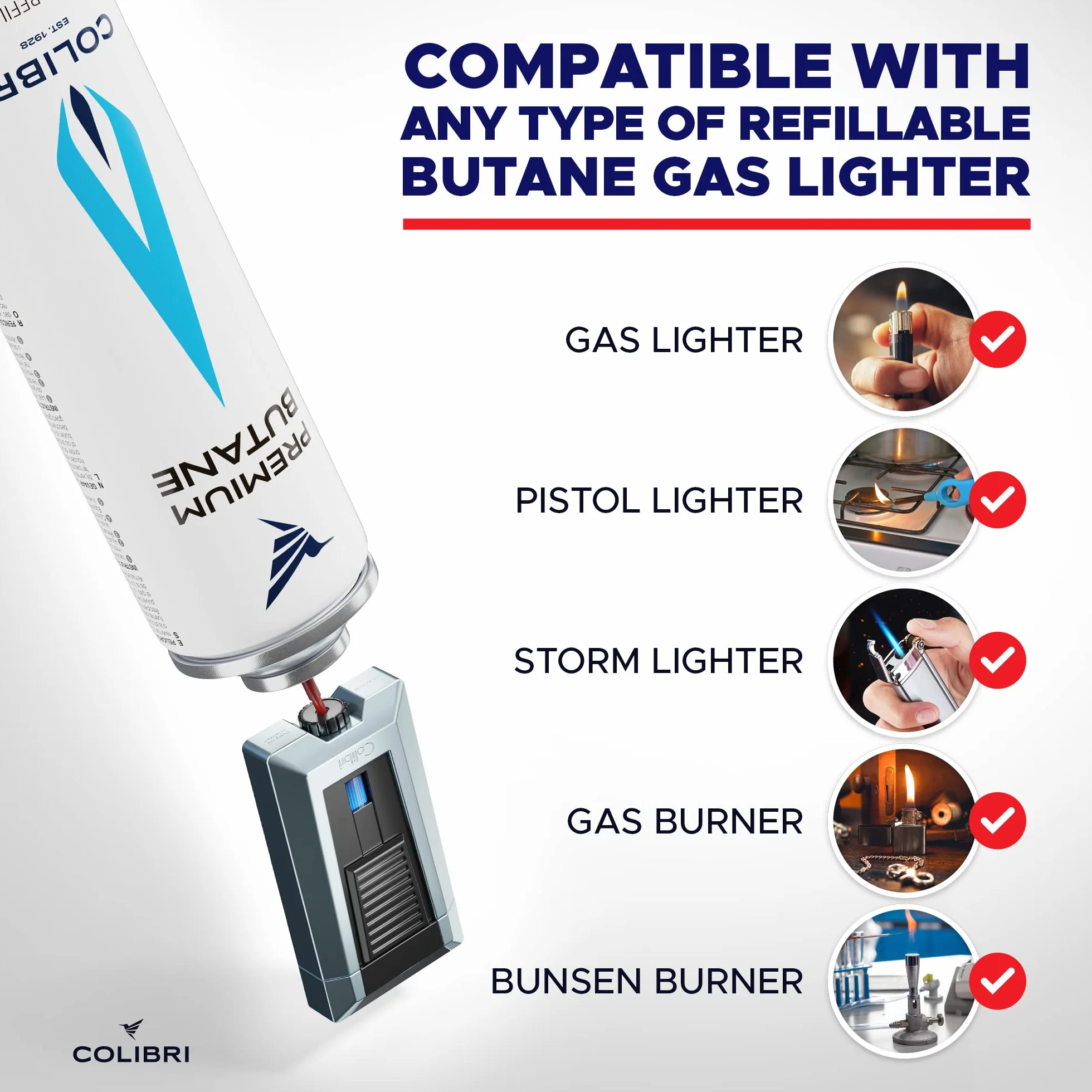 Colibri Botella Gas Butano 300 ml para recargar encendedores
