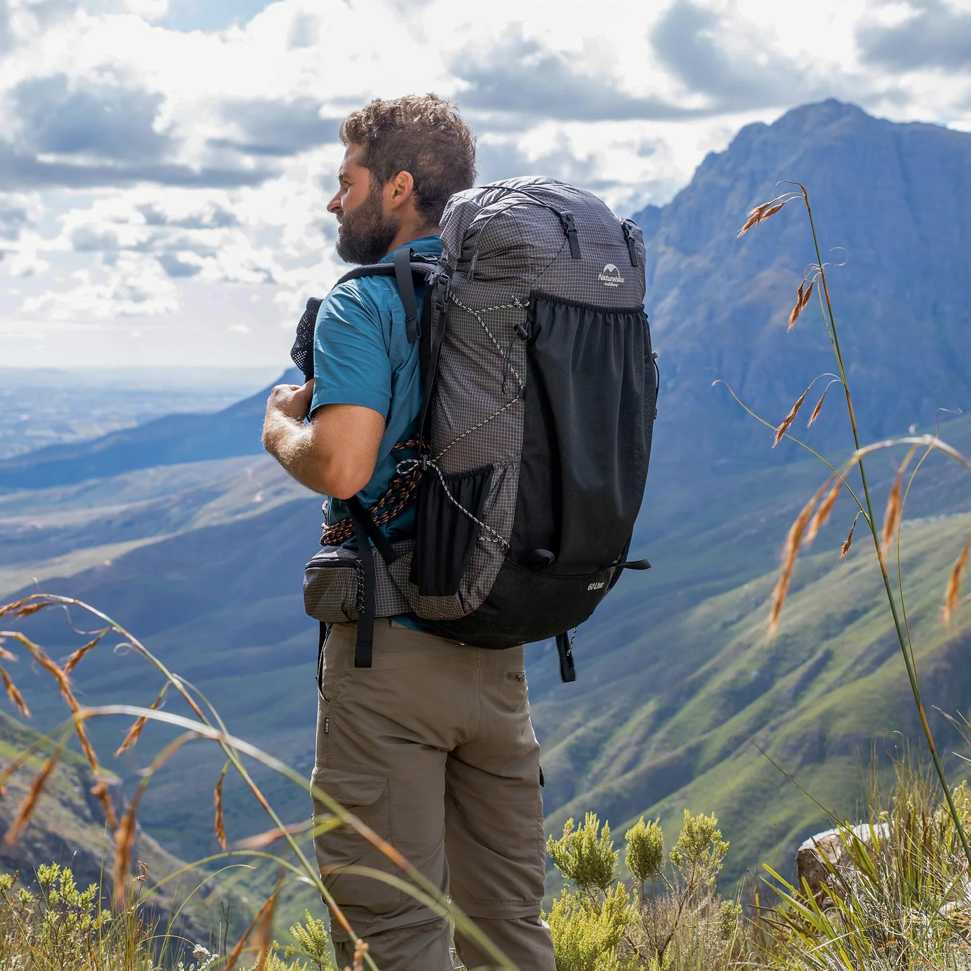 Naturehike Rock 40/60+5L Mochila de senderismo ligera para hombres/mujeres, mochila plegable impermeable con marco interior, mochila para camping, ciclismo, escalada, senderismo, montañismo, al aire