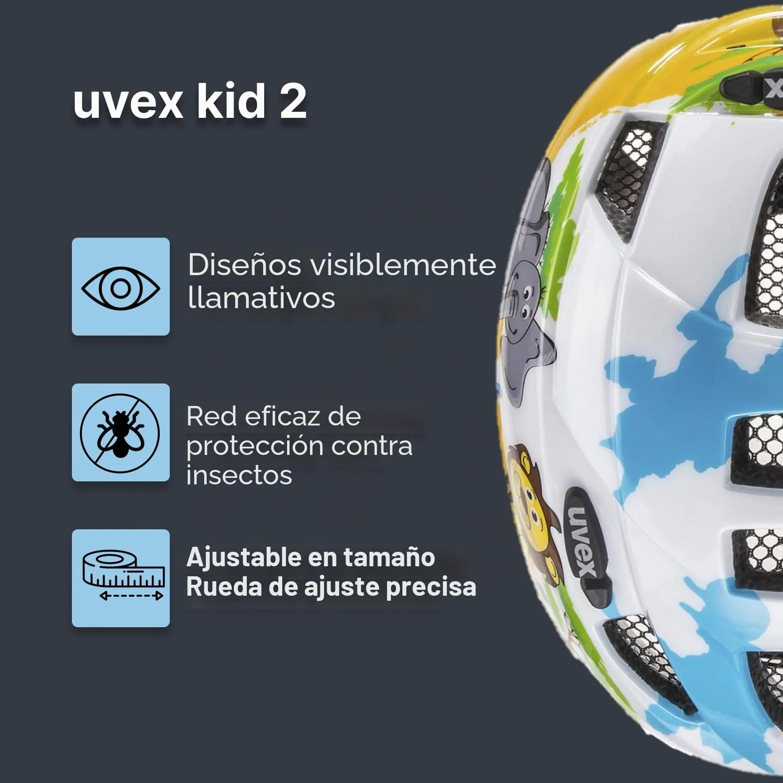 uvex Kid 2 - Casco Ligero Infantil - Ajuste de Talla individualizado