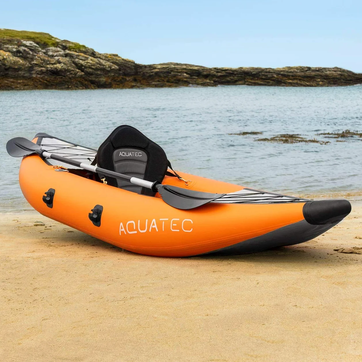 Kayak AQUATEC | Kayak inflable de aventura y pesca | Barco inflable disponible como Kayak individual o Kayak doble | Bolsa y paletas de kayak incluidos (Individual, Hudson (intermedio))