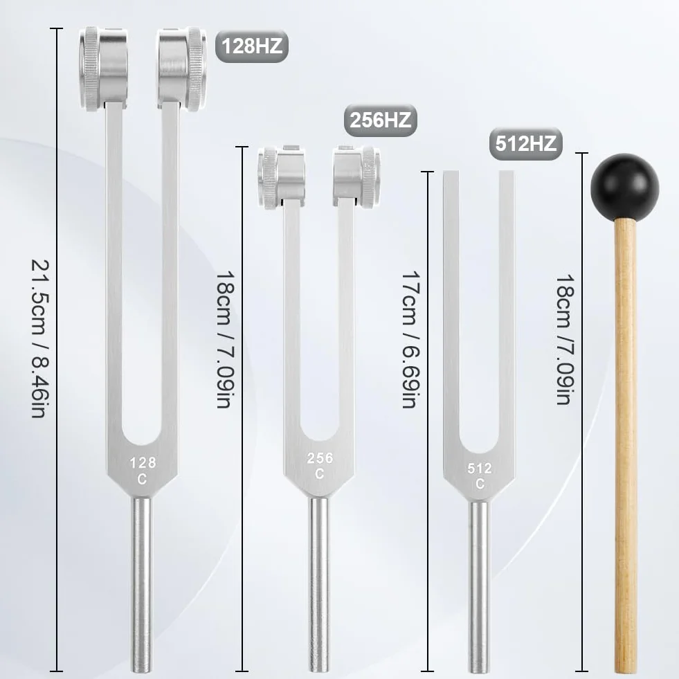 Diapasón Musical de Aleación de Aluminio 128Hz 256Hz 512Hz Set con Peso para Terapia de Sonido