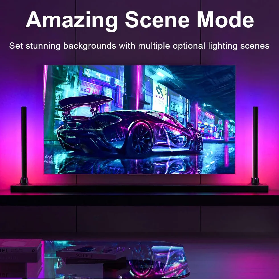Barra de Luz LED RGBIC 42 cm, Lámpara Gaming USB con App Bluetooth, Iluminación 270° y Sincronización Musical