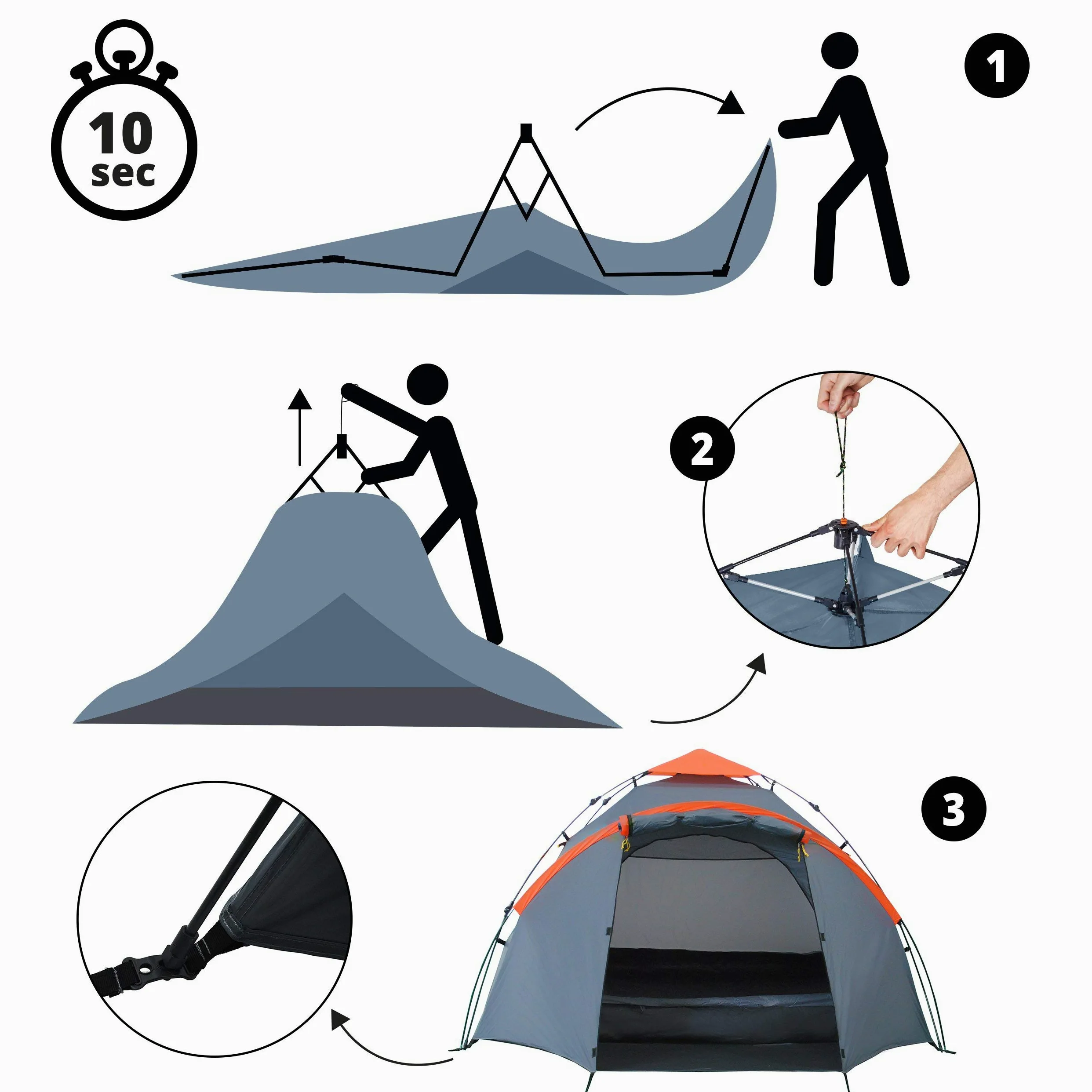Lumaland Where Tomorrow Pop Up Tienda Inflable | Tienda Familiar 3-4 Personas | 210x210x120 cm | Impermeable y Resistente al Viento | Camping, Festival, Viajes, Playa | Ultraligera y Resistente
