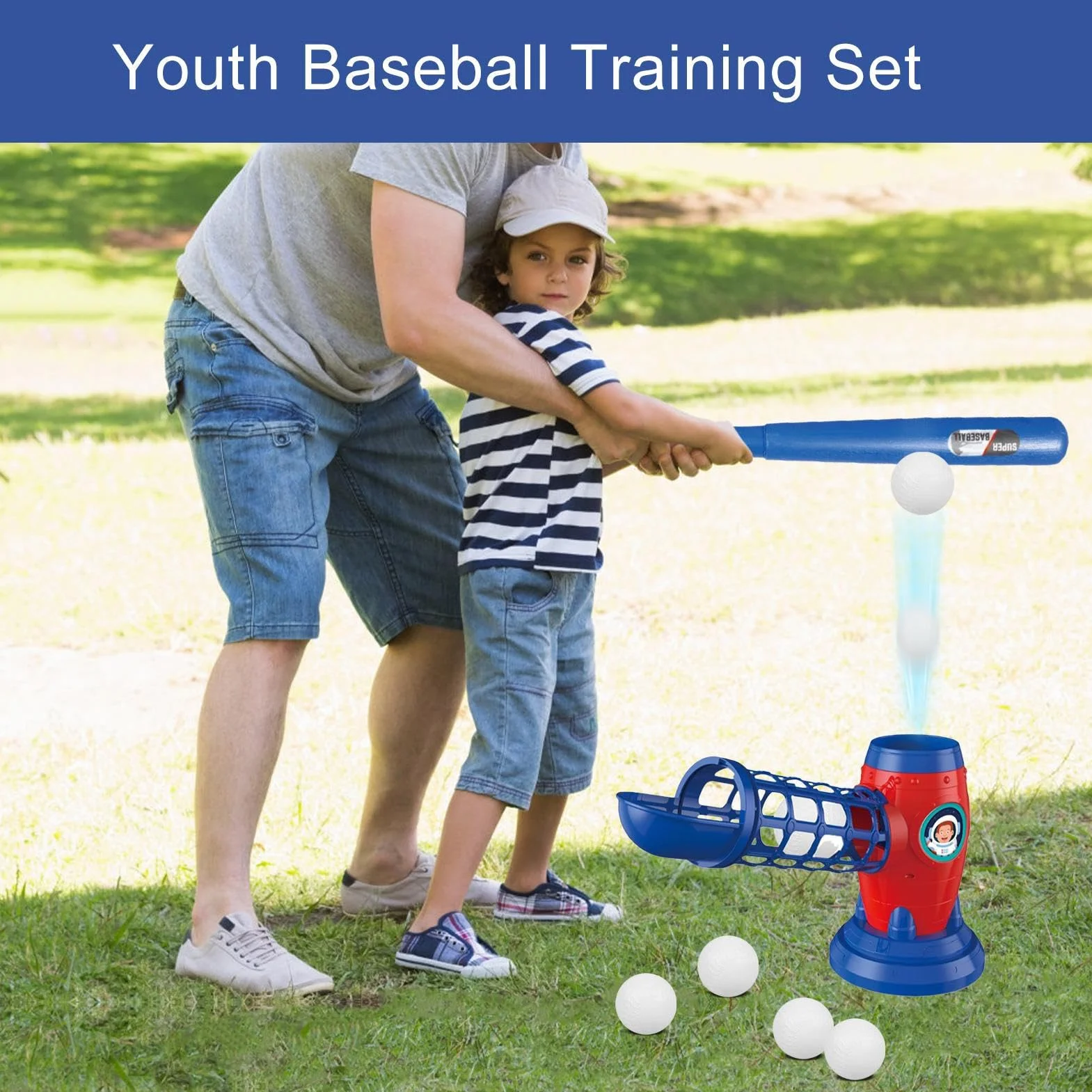 Máquinas de lanzamiento para el béisbol juvenil - Toy Baseball Set con pelotas | Juego de deportes al aire libre para niños y niñas, entrenador automático de máquina de bolas para niños de 3 a 8 años,