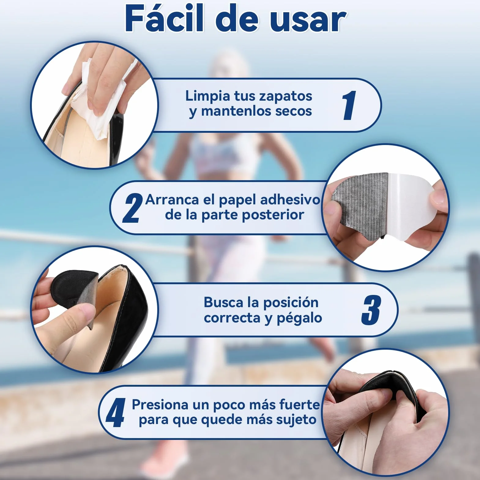 Almohadillas autoadhesivas para el talón, 3 pares, antideslizantes para zapatos sueltos y tacón alto