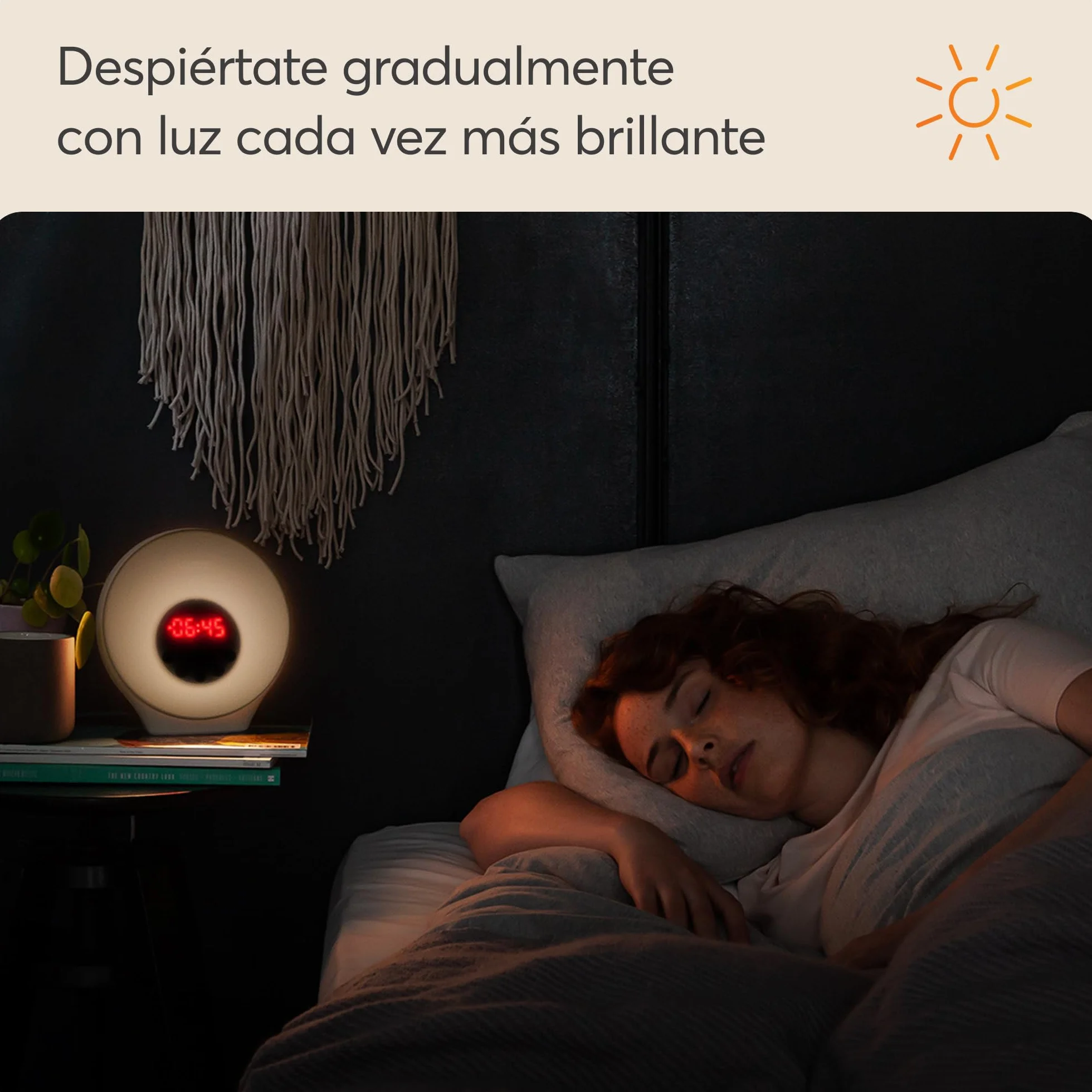 Lumie Sunrise Alarm, Despertador con Luz Amanecer y Anochecer Graduales, 5 Sonidos, 6 Colores