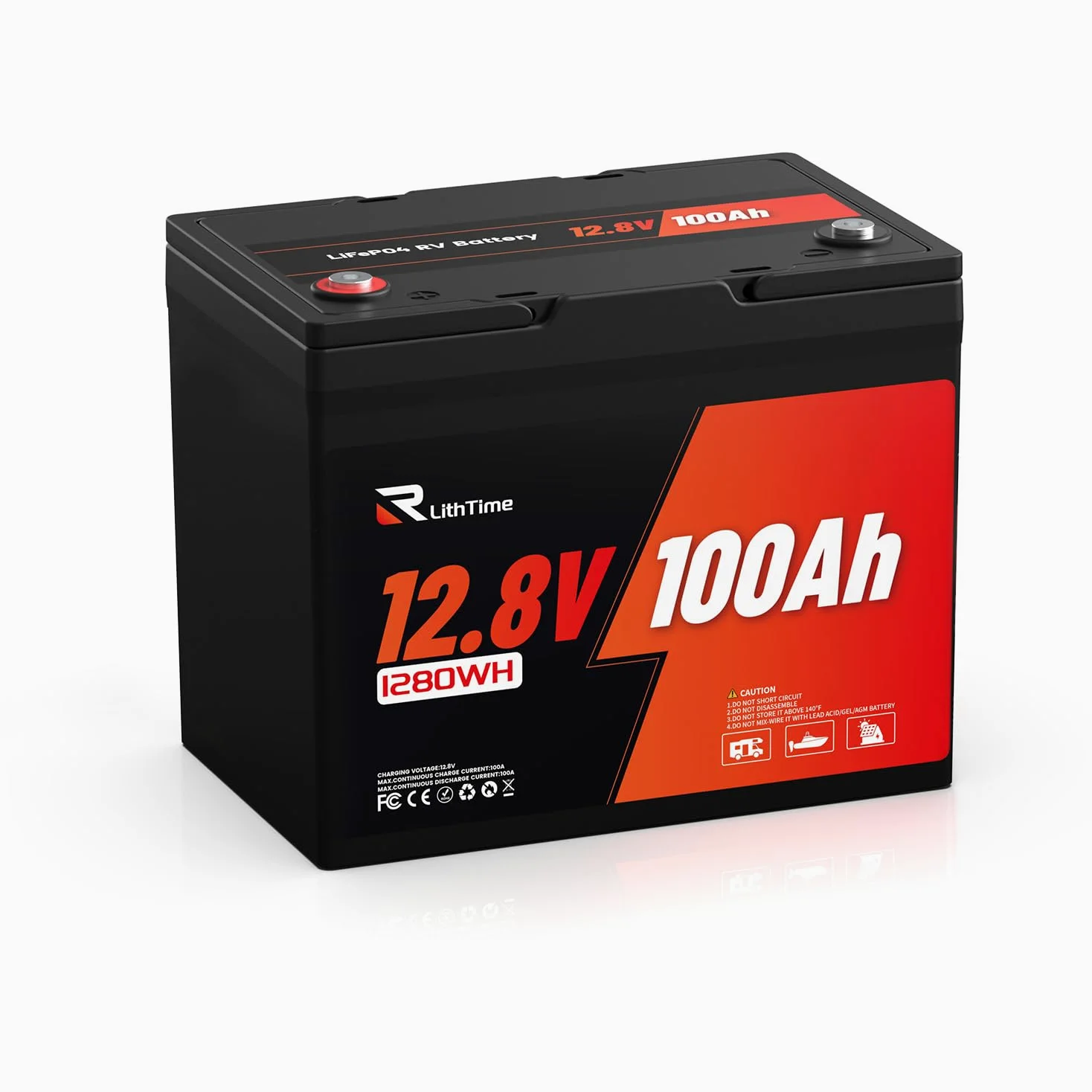 Bateria Litio 12V 100Ah LiFePO4 con 1280Wh energía 100A BMS IP65 Impermeable 9.5kg bateria lifepo4 12v 100ah bateria 12v 100ah para Casa Solar Autocaravana
