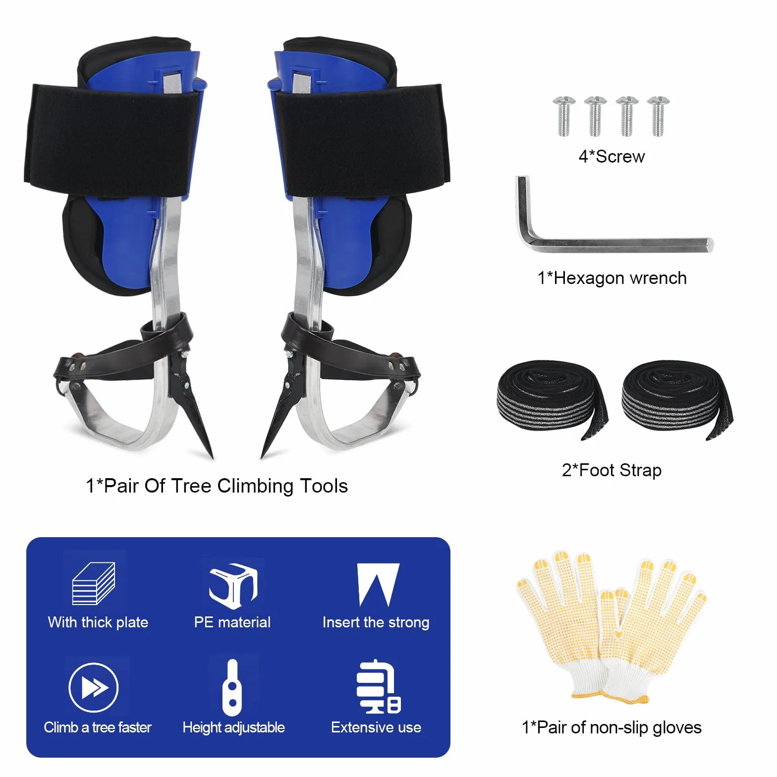 Equipo de escalada de árboles, altura ajustable crampones trepadores de árboles, zapatos de escalada de árboles, crampones de árboles, para practicar escalada de árboles, supervivencia en la selva,