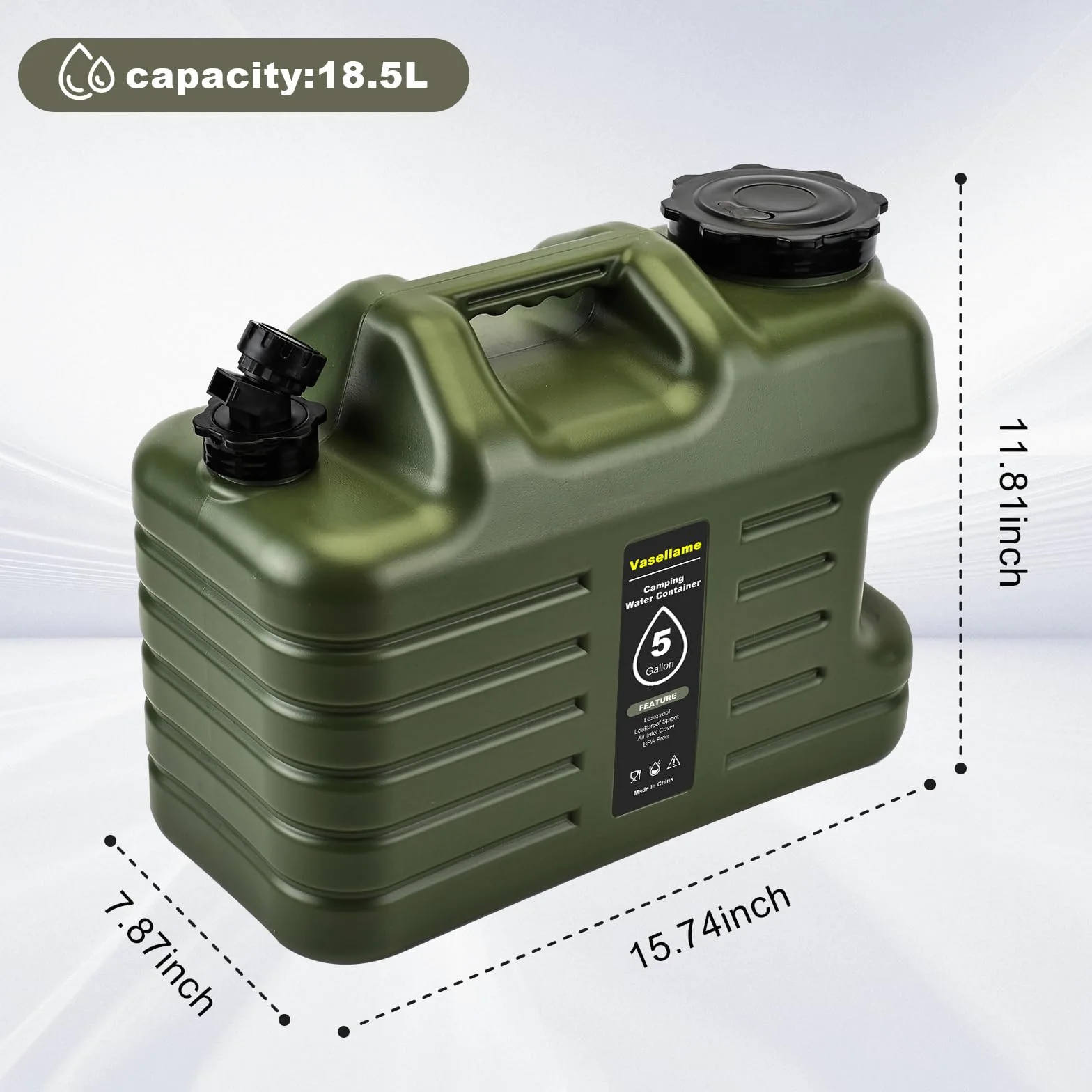 Jarra de agua de 5 galones con espiga, contenedores de agua portátiles, artículos esenciales para camping, tanque de agua portátil, contenedores de almacenamiento de agua para acampar al