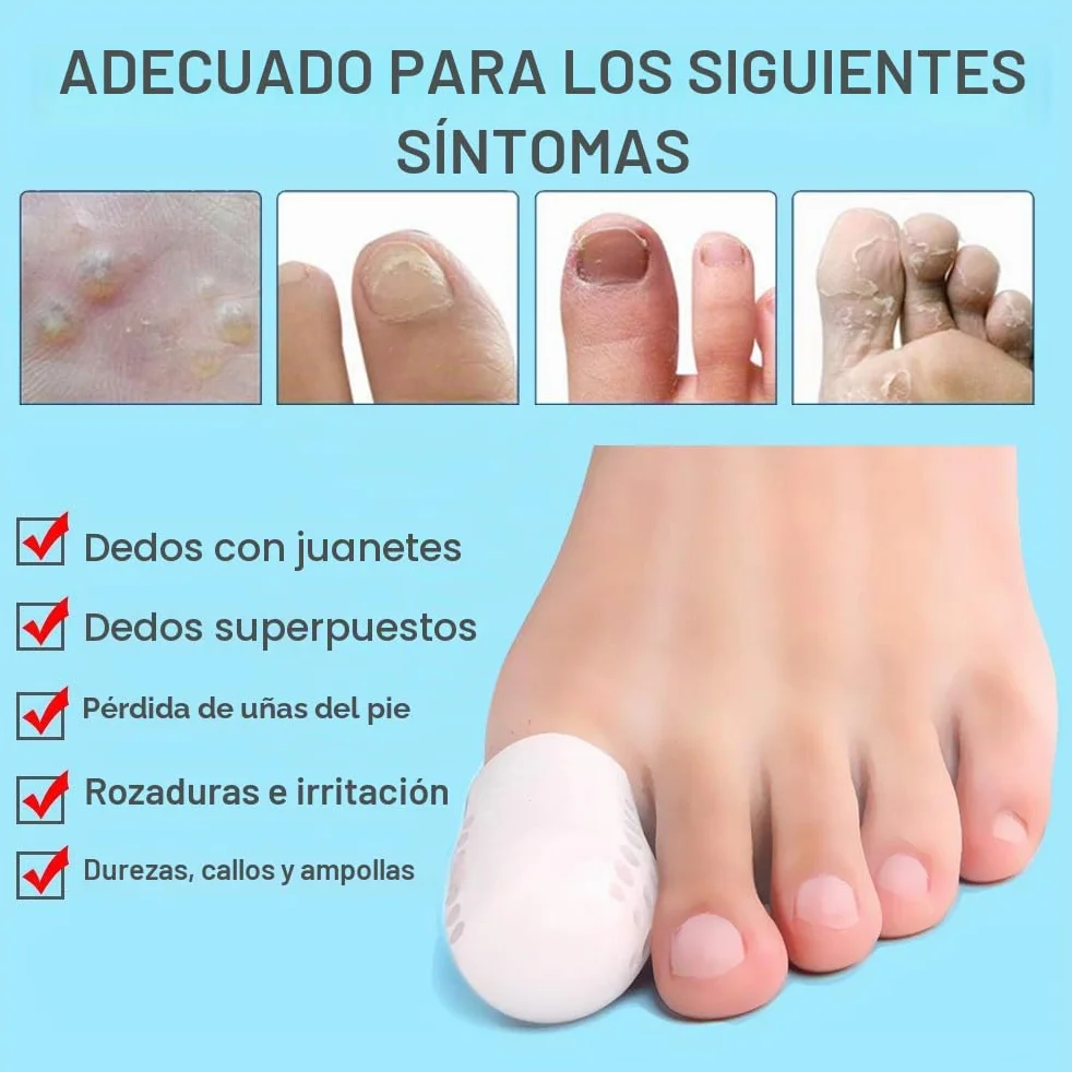 Punteras de Silicona para Dedo Gordo, Protector Dedo Gordo Pie, 10 Piezas, Mangas Transpirables, Evita Callos y Ampollas