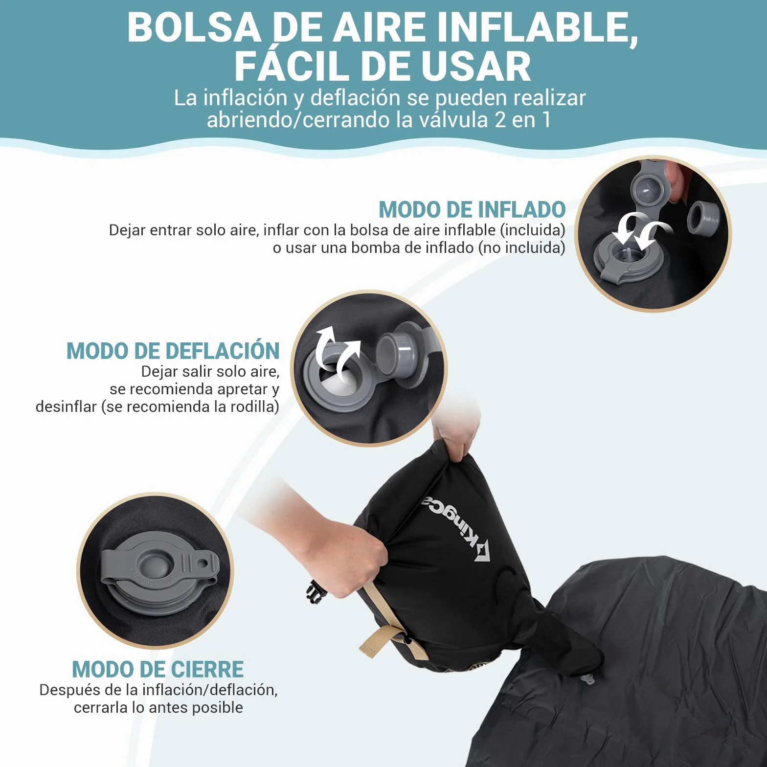 KingCamp colchoneta Inflable de Camping colchoneta Espuma Memoria Individual 10 cm Espesor colchoneta Inflable colchoneta de Camping Suave 50D TPU elástico Impermeable para Senderismo mochilero