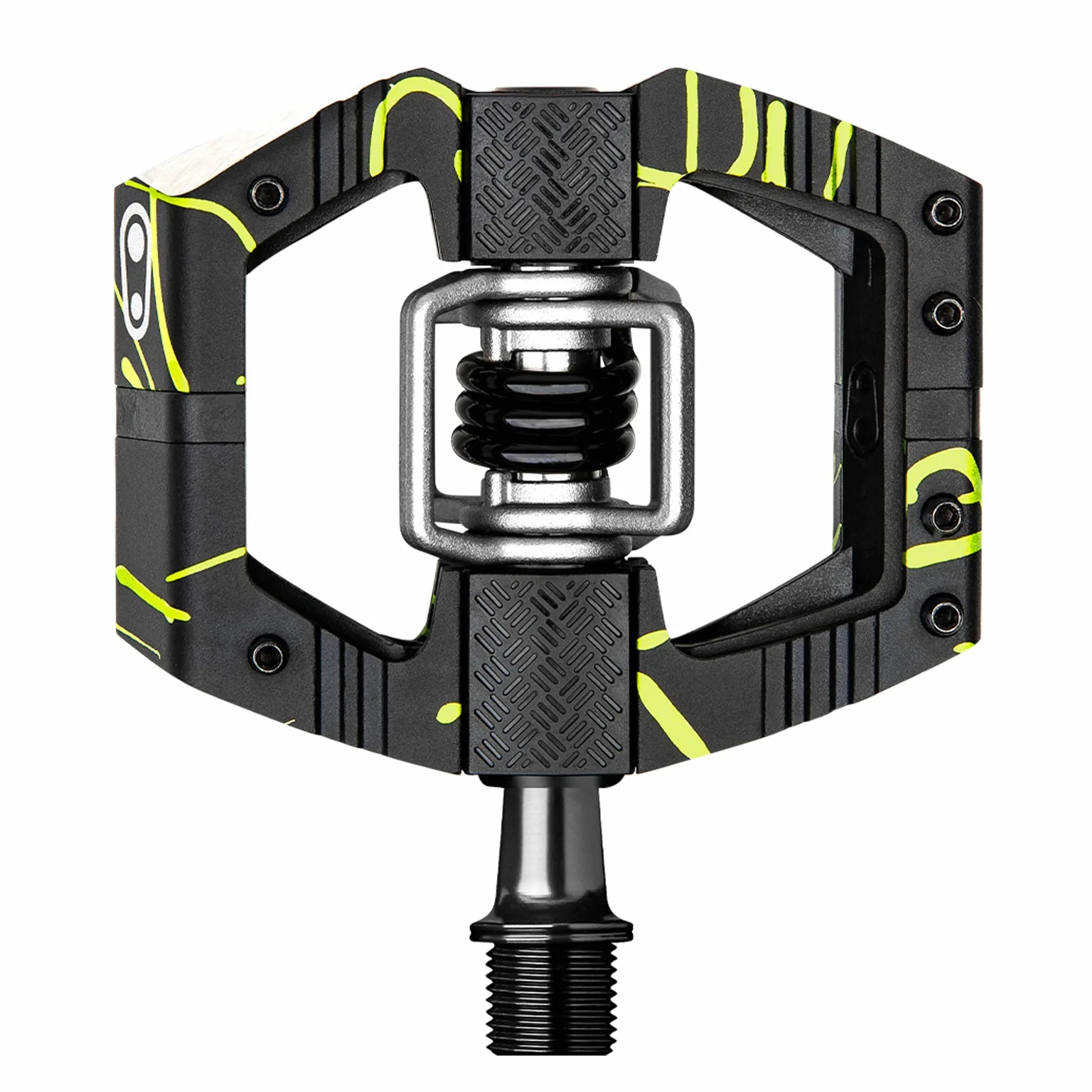 Crankbrothers Mallet E - Pedales de Bicicleta de montaña - Colección Splatter - Plataforma optimizada MTB Enduro - Sistema de Clip par de Pedales para Bicicleta de montaña (Tacos incluidos)