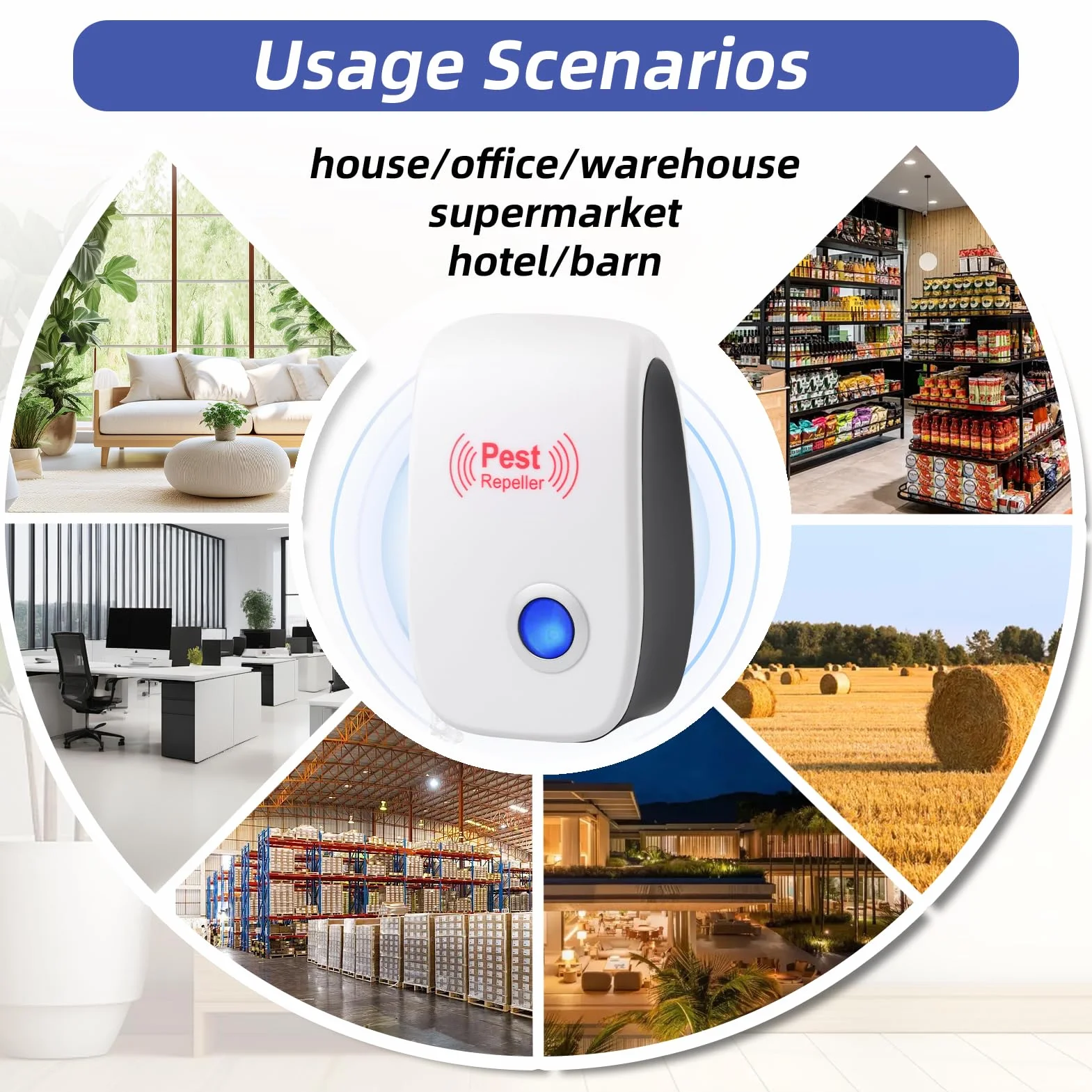 Repelente Ultrasónico de Plagas 4 Pack, Antimosquitos Eléctrico, Auyentadores de Ratones Potente para Interiores
