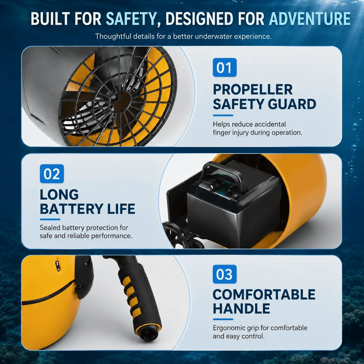 Vehículo Submarino de propulsión Buceo Sea Scooter, Seascooter De 500 W | Hélice de Buceo de 5,4 km/h, Scooter de Buceo Impermeable de Larga duración para Buceo, natación y fotografía submarina