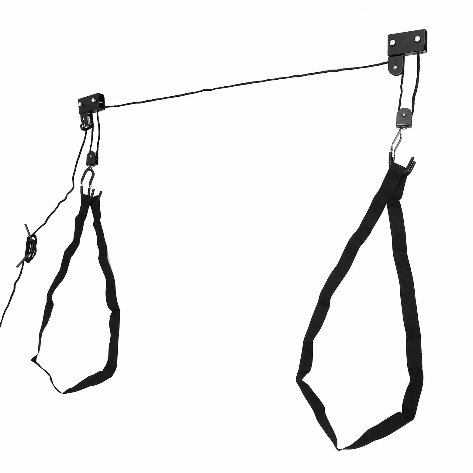 Sistema de polea superior para kayak, elevador de techo para kayak, kayak y canoa con cuerda resistente para colgar en la parte superior para canoas, escaleras de bicicletas y más con 57
