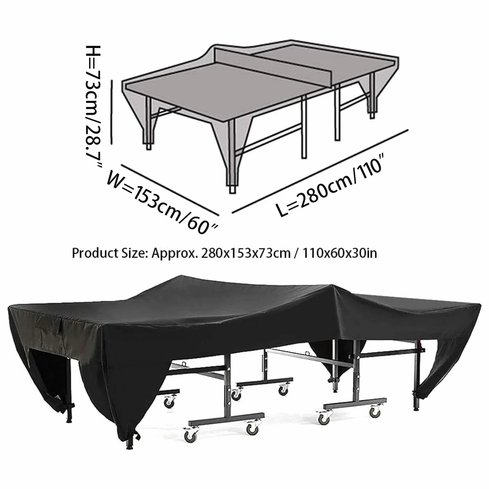 Mesa de tenis de mesa plegable 110 x 60 x 28.7 pulgadas interior exterior