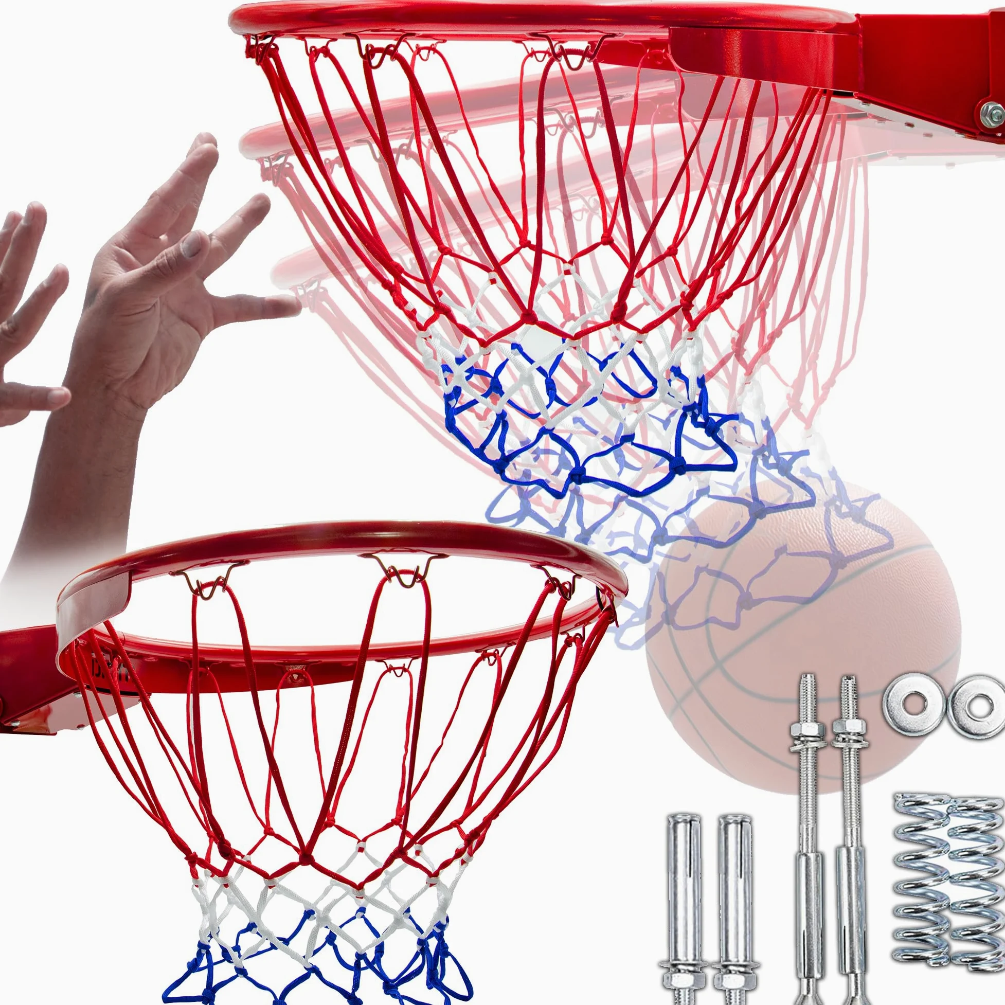 Canasta de baloncesto exterior montaje pared 45 cm anillo con red mecanismo basculante muelles certificados