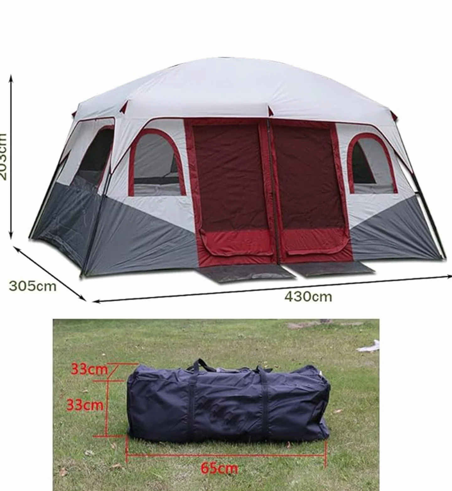 Tienda de campaña para 8-12 Personas con 2 dormitorios, Tienda Grande de Doble Capa para Exteriores, para Acampar en Familia, Tienda de campaña Impermeable