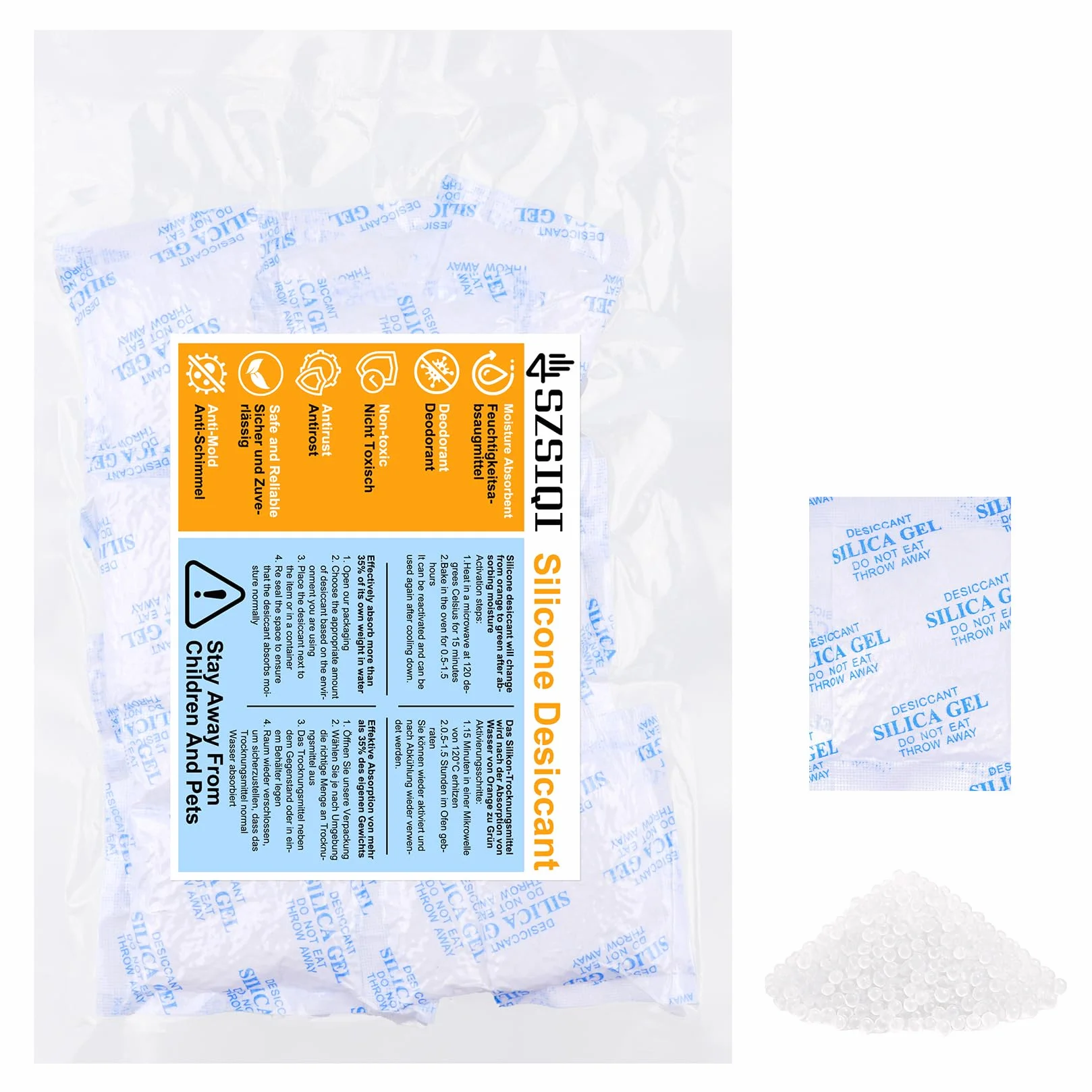 Bolsas de Gel de Sílice 25g, 18 Piezas, Desecantes Absorbentes de Humedad para Ropa Cajones Armarios