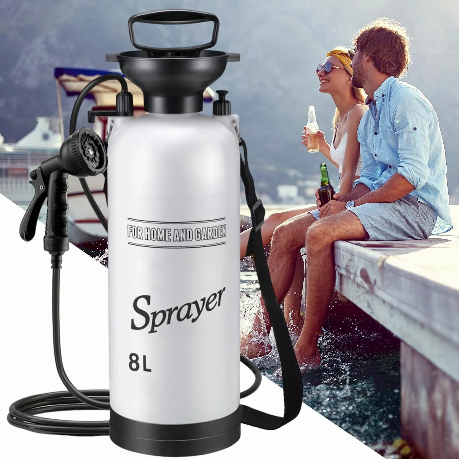 Genérico Ducha Portátil | Bomba de Agua para Ducha de Camping y Viajes - Pulverizador Manual para Lavar Bañar Bote Plantas Exteriores