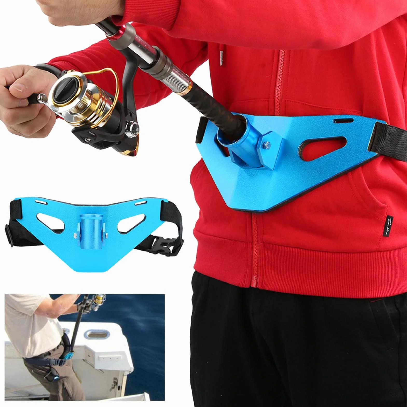 Cinturón de Pesca de Aluminio Stand-up Offshore Gimbal Acolchado Soporte de caña Ajustable