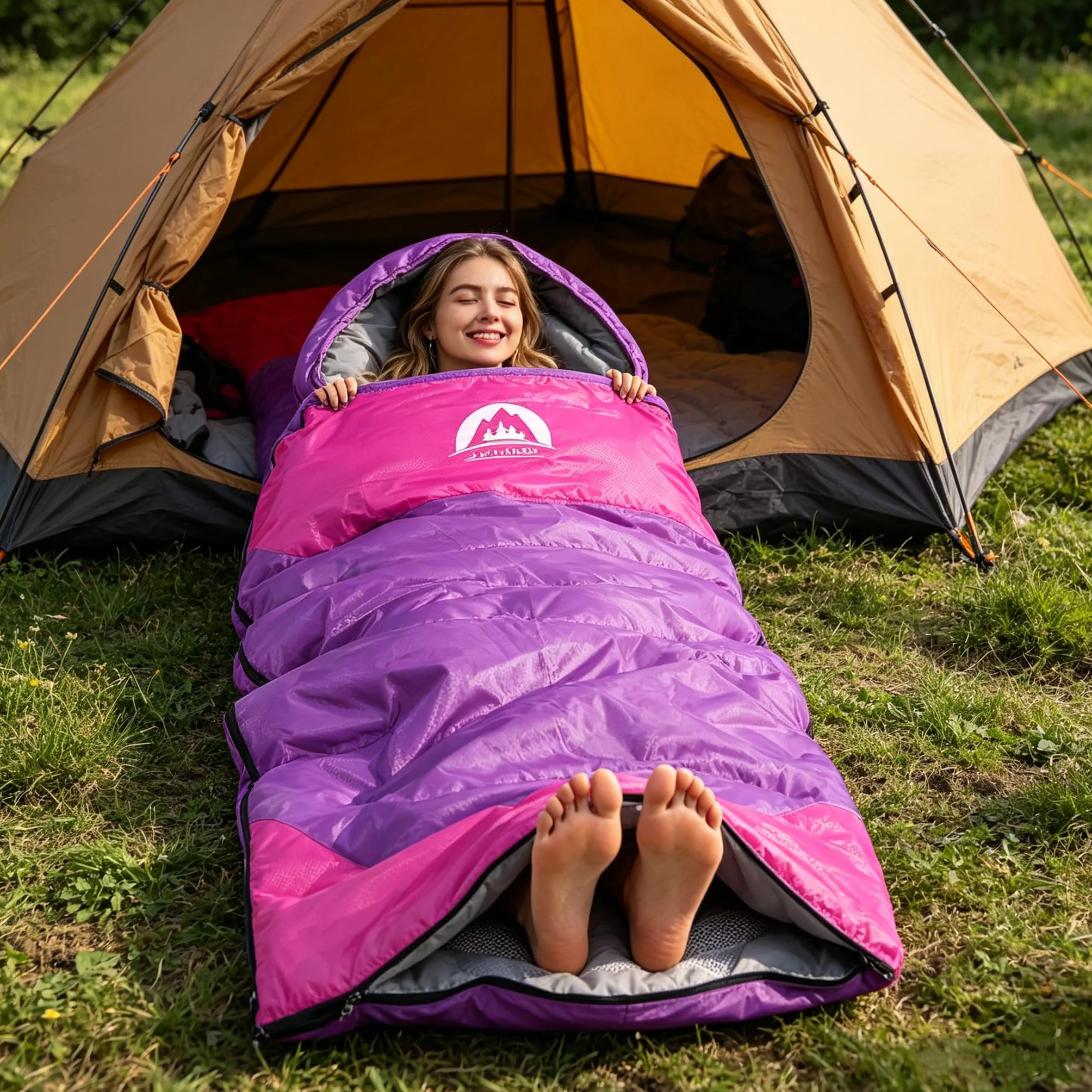 SWTMERRY- Saco de Dormir 4 Estaciones (Verano, Primavera, otoño, Invierno) Clima cálido y frío: Uso Ligero, Impermeable en Interiores y Exteriores para niños Adultos Senderismo Mochilero Camping