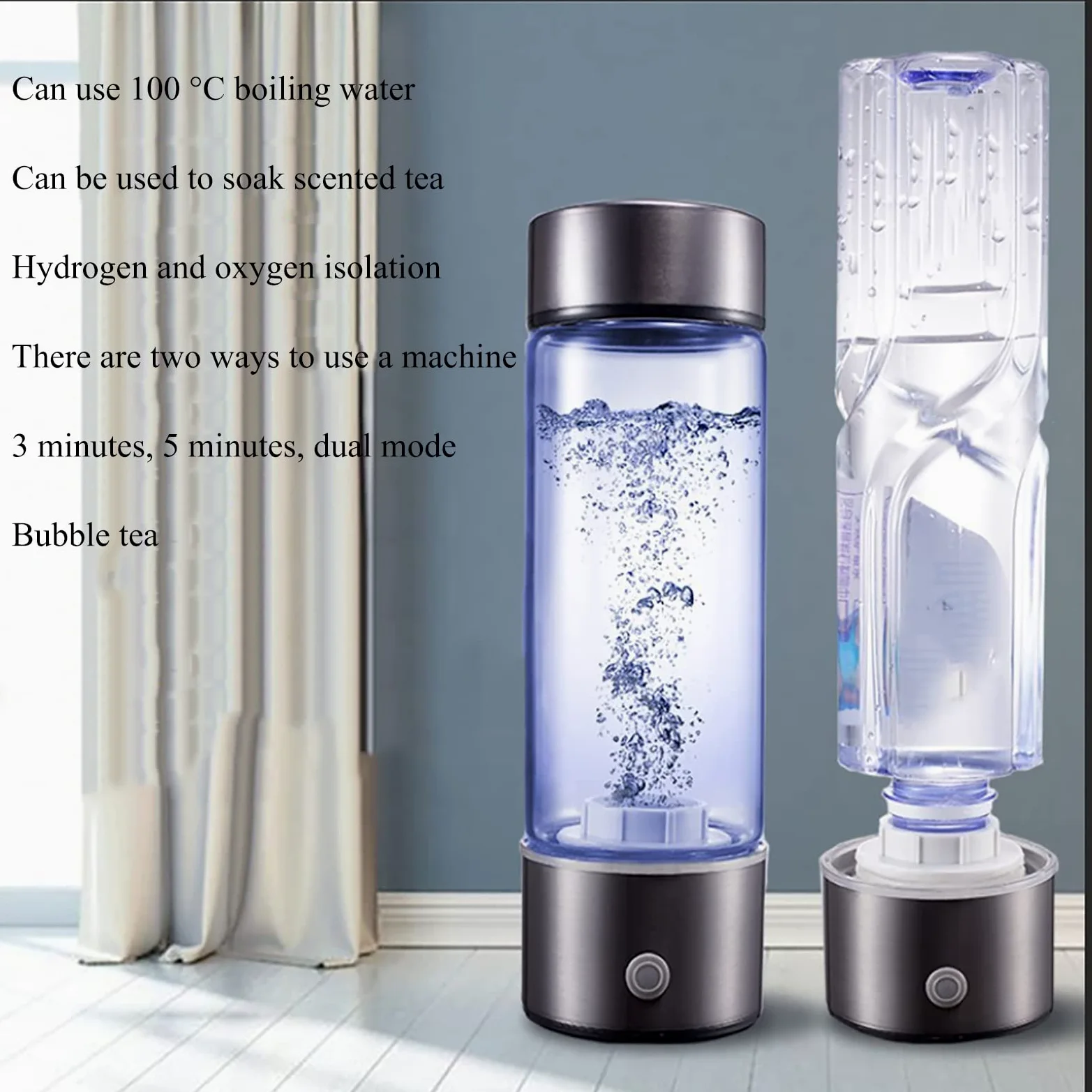 PAHION Generador Ionizador De Agua Hidrogenada Botella De Agua Hidrogenada Portátil Electrolisis Rápida En 3 Minutos Obtiene 1300-1600PPB Alta Concentración Sin BPA Botella Deportiva Saludable 430ML