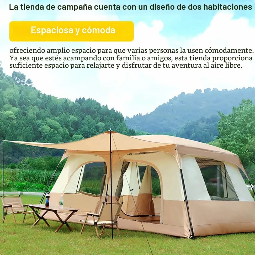 HUIOP Tienda de campaña de Viaje con 2 Habitaciones Tienda de campaña Familiar Grande Transpirable y Resistente a la Lluvia para 6-8 Personas Acampar al Aire Libre Senderismo Mochilero Playa,Outdoor T