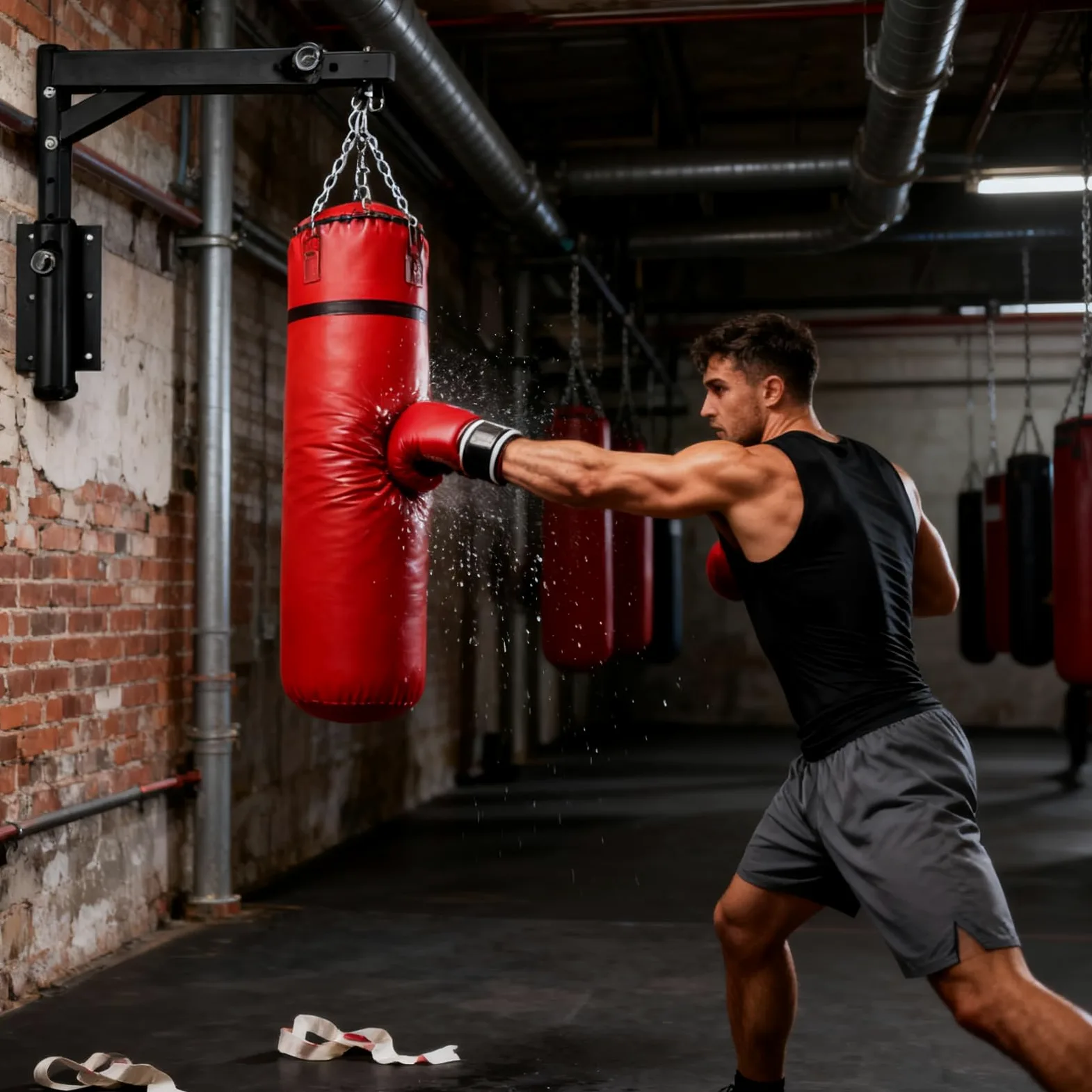Soporte de Pared para Saco de Boxeo Ajustable con Rotación Silenciosa 360°, hasta 250 kg